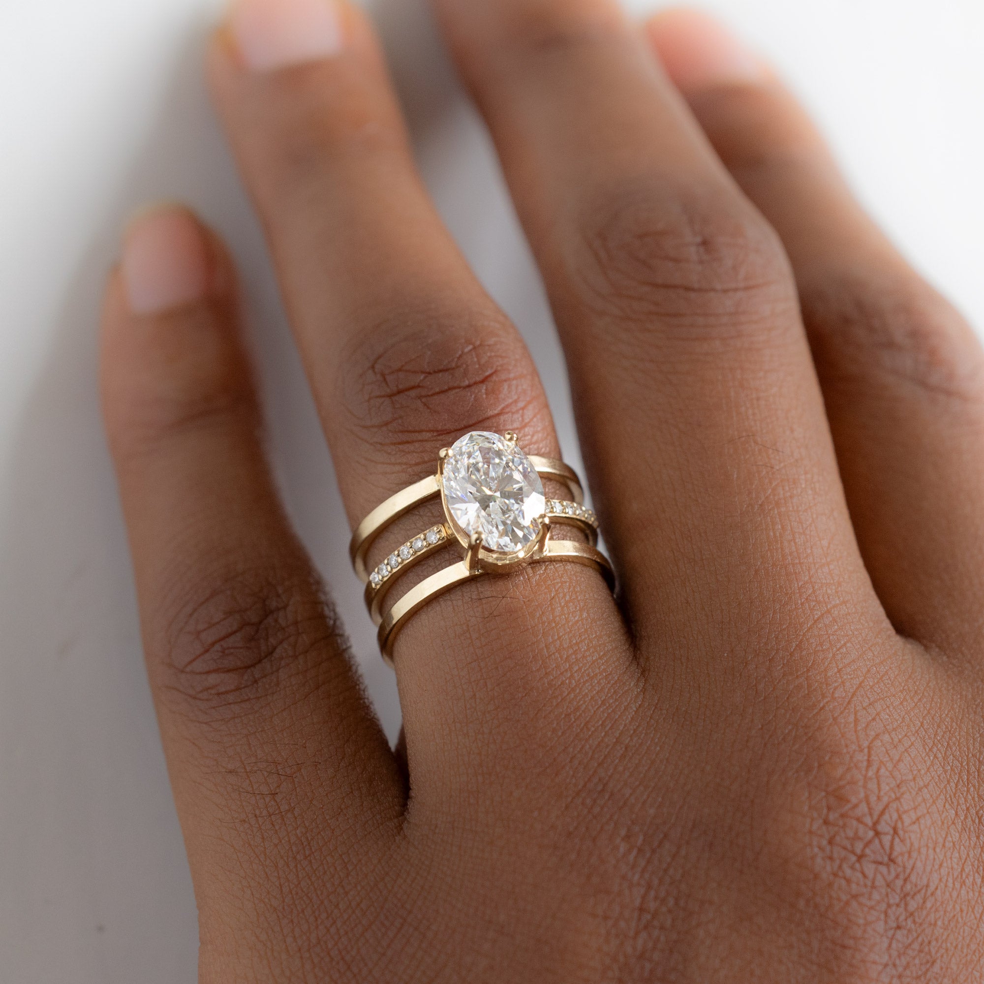 Alexis Russell Engagement Rings The Poppy Ring | 2.15ct Oval Cut Lab Grown Diamond in 14K Yellow Gold