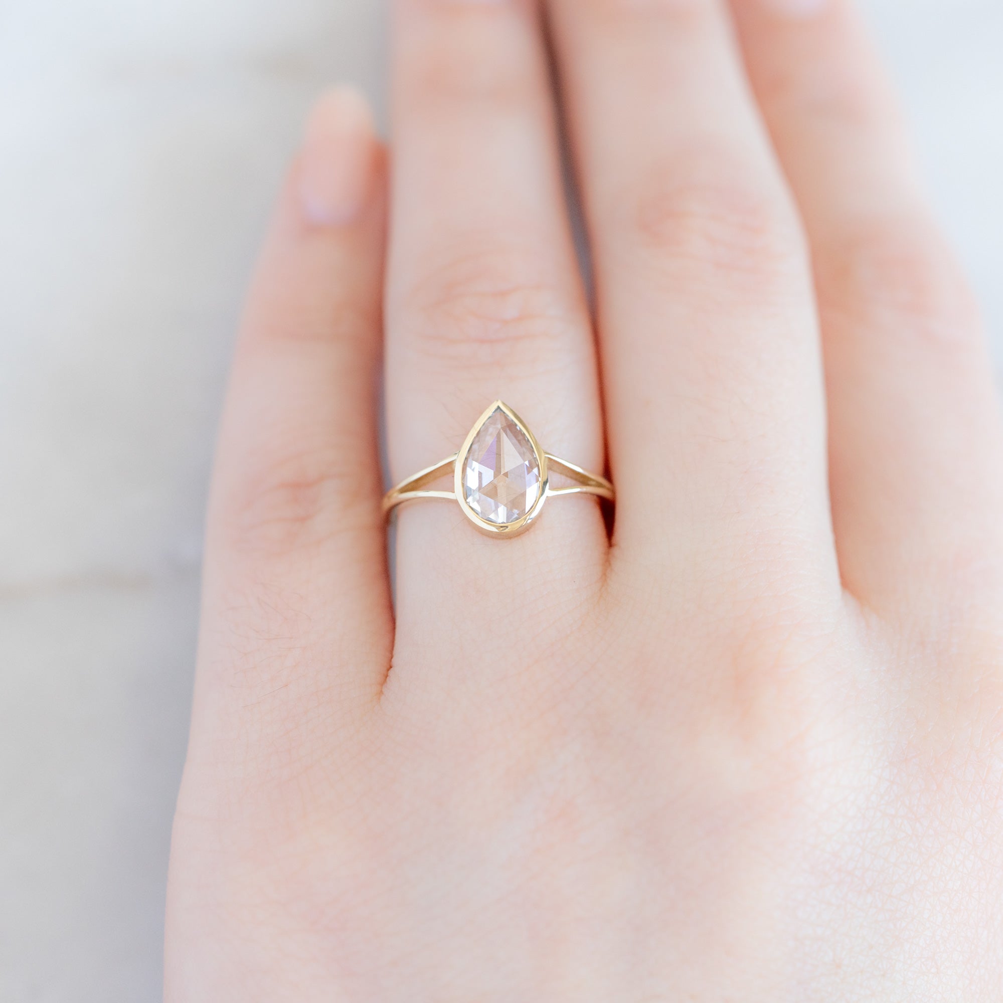 Alexis Russell Engagement Rings The Magnolia Ring | 1.08ct Rose Cut Lab Grown White Diamond in 14K Yellow Gold