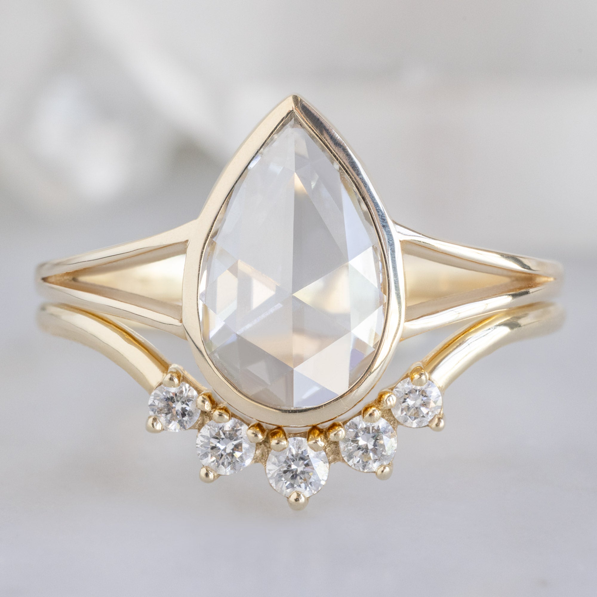 Alexis Russell Engagement Rings The Magnolia Ring | 1.08ct Rose Cut Lab Grown White Diamond in 14K Yellow Gold
