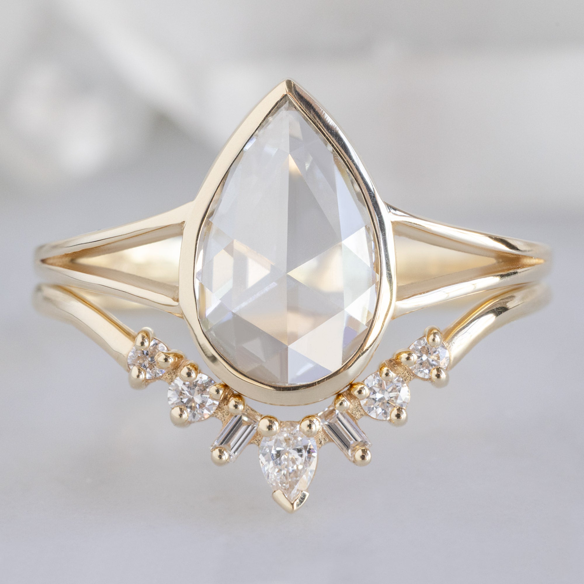 Alexis Russell Engagement Rings The Magnolia Ring | 1.08ct Rose Cut Lab Grown White Diamond in 14K Yellow Gold