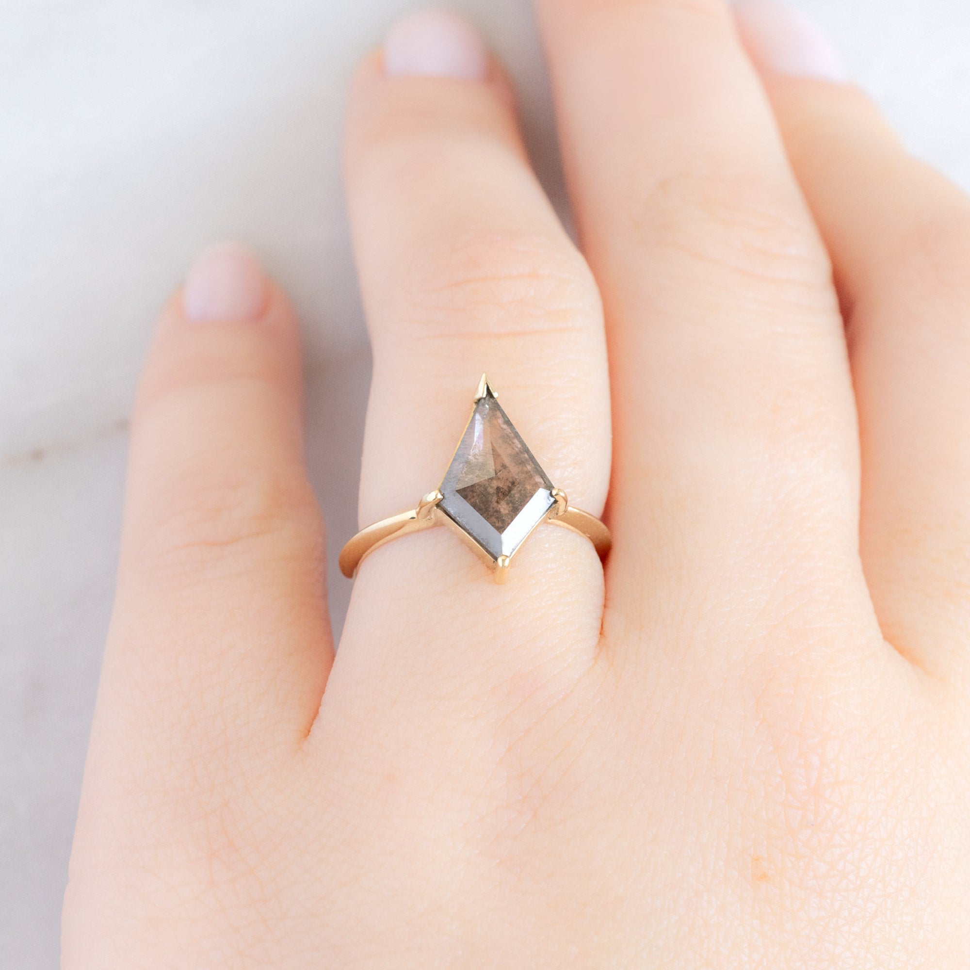 Alexis Russell Engagement Rings The Sage Ring | 1.4ct Lab Grown Salt and Pepper Kite in 14K Yellow Gold