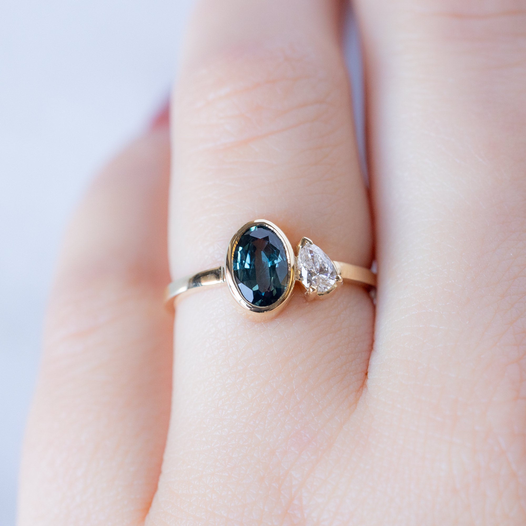 Alexis Russell Engagement Rings The You and Me Ring | 1.11ct Oval Cut Sapphire in 14K Yellow Gold