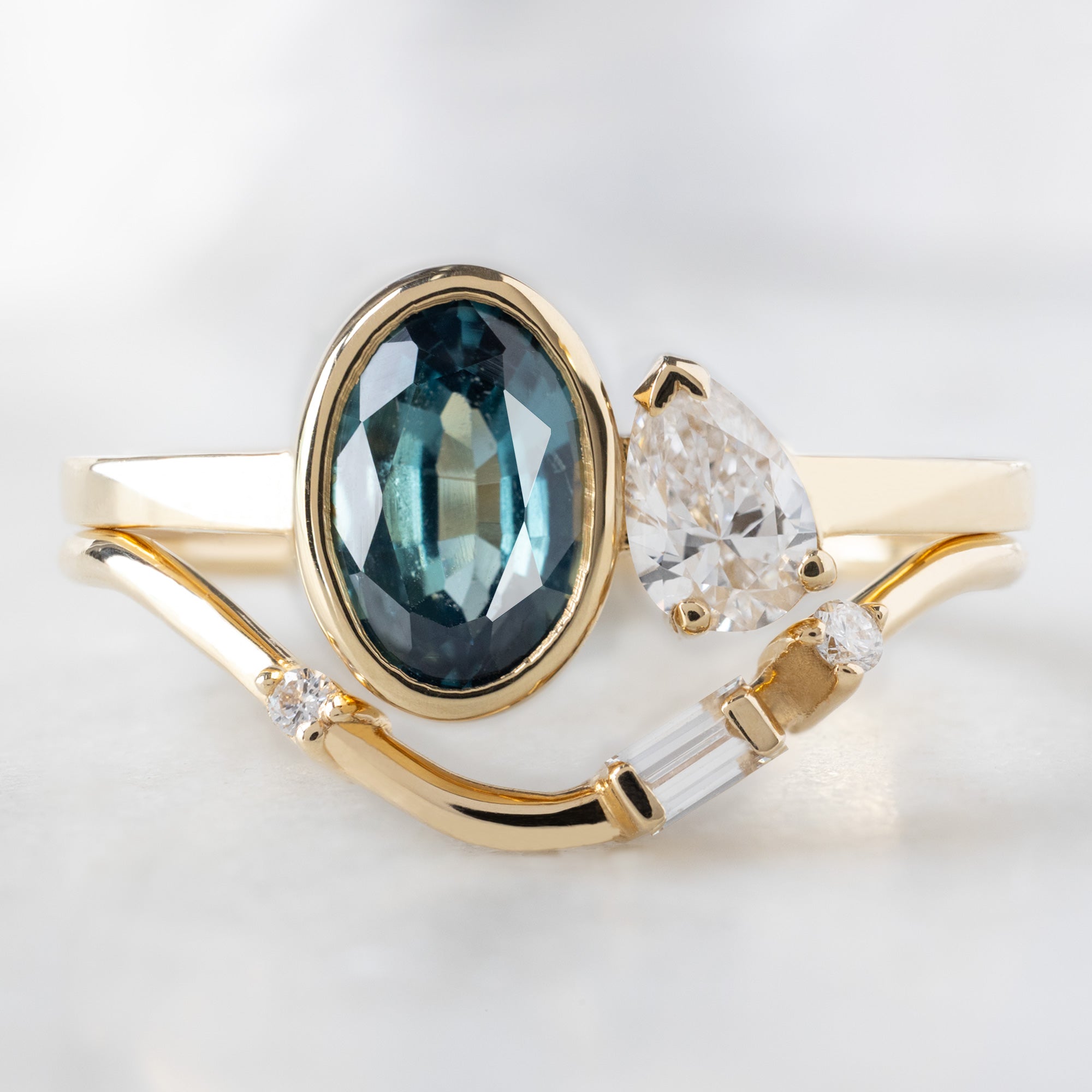 Alexis Russell Engagement Rings The You and Me Ring | 1.11ct Oval Cut Sapphire in 14K Yellow Gold