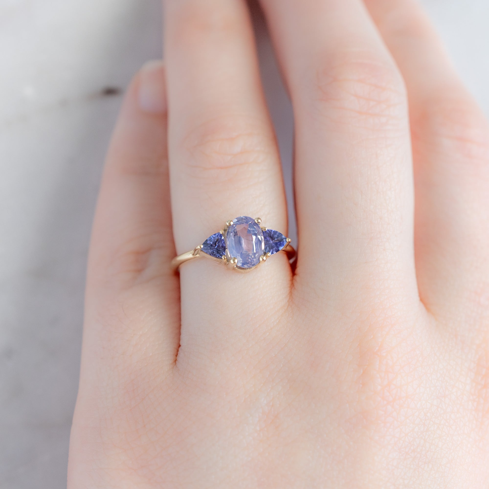 Alexis Russell Engagement Rings The Watercolor Jade Ring | 1.81ct Oval Lavender Sapphire in 14K Yellow Gold