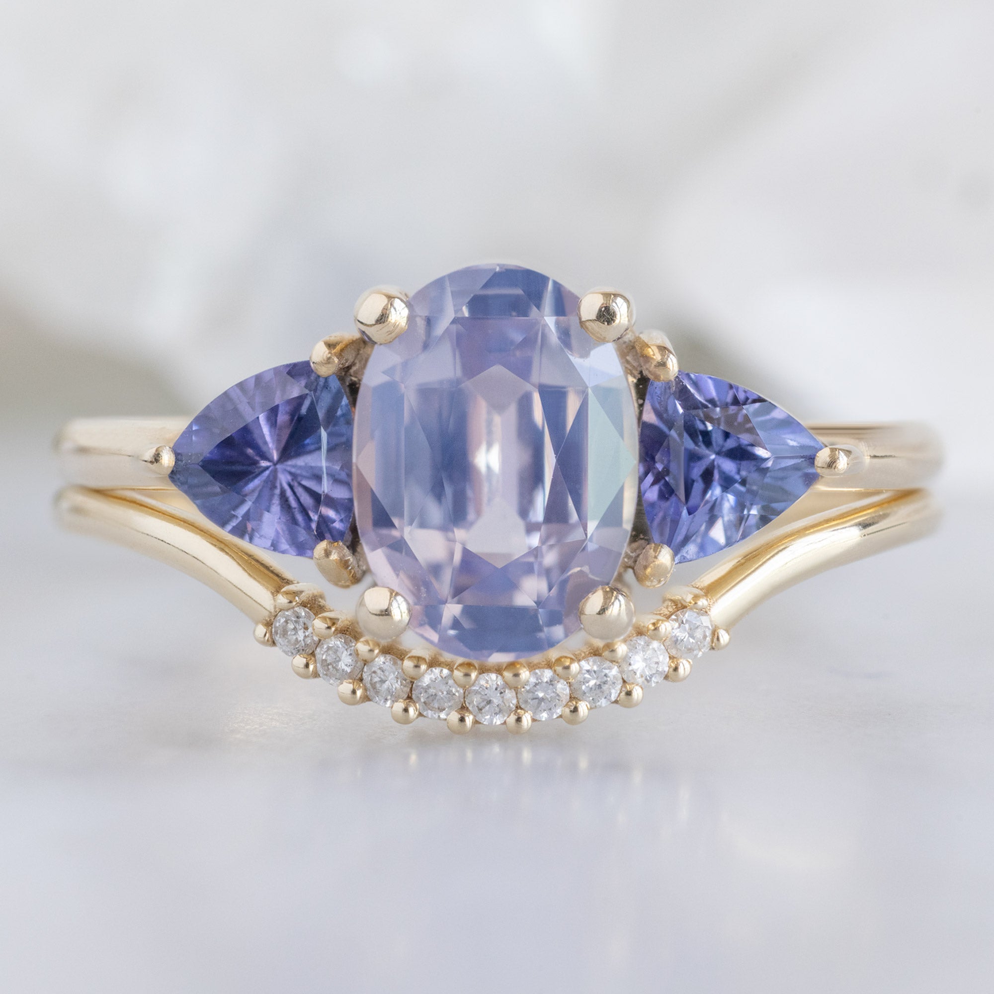 Alexis Russell Engagement Rings The Watercolor Jade Ring | 1.81ct Oval Lavender Sapphire in 14K Yellow Gold