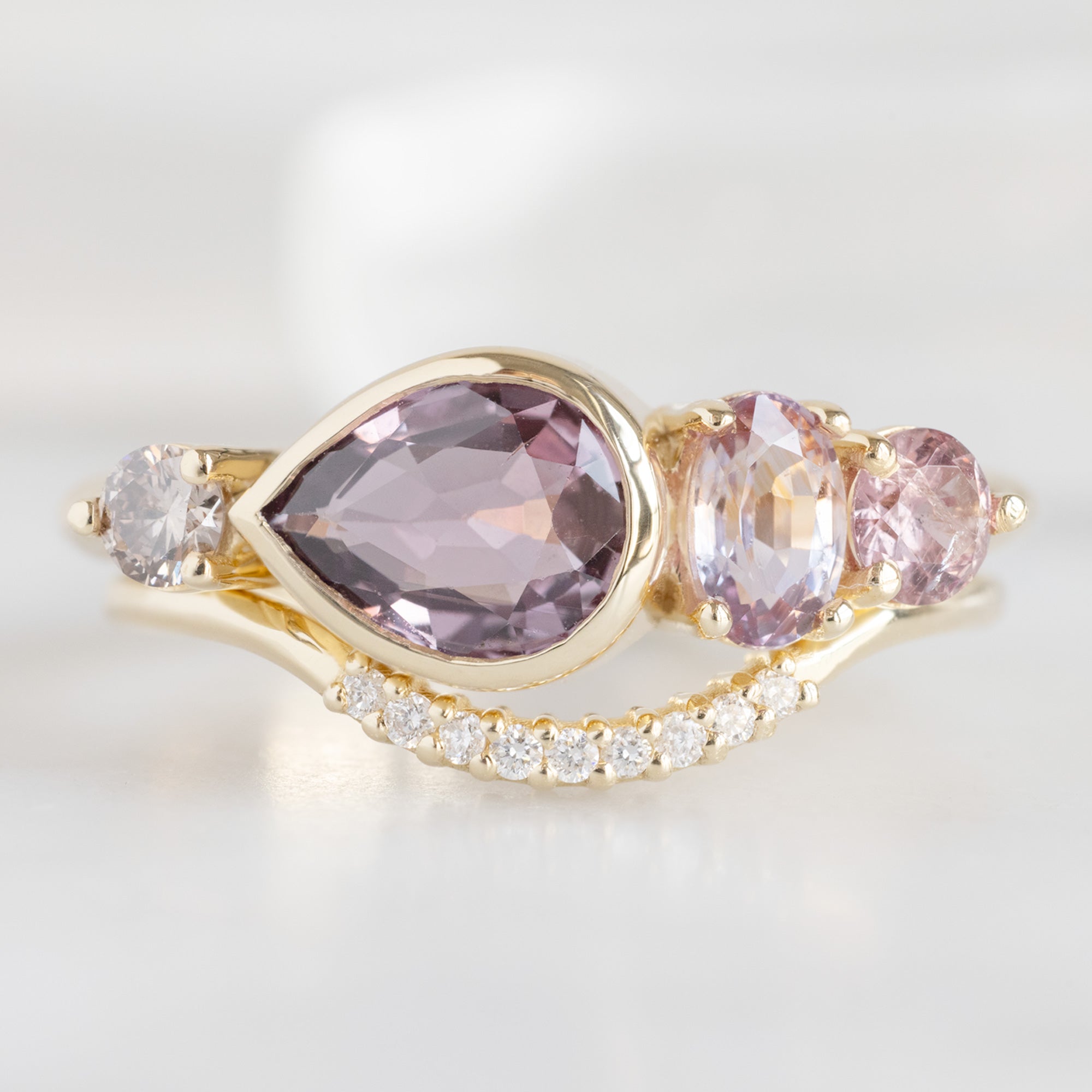 Alexis Russell Engagement Rings The Watercolor Line Ring | 1.27ct Pear Magenta Sapphire in 14K Yellow Gold