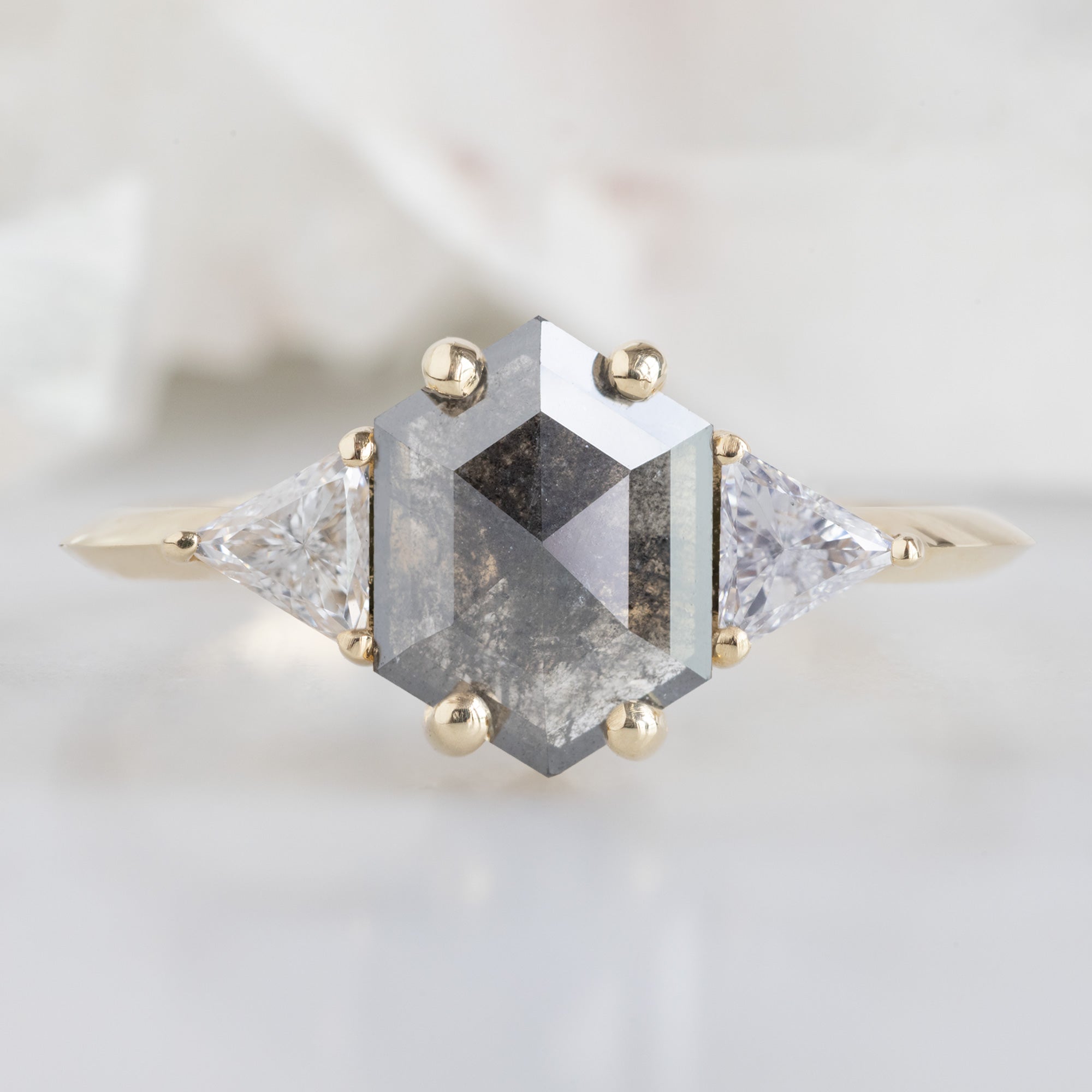 Alexis Russell Engagement Rings The Jade Ring | 0.91ct Hexagonal Grey Diamond in 14K Yellow Gold