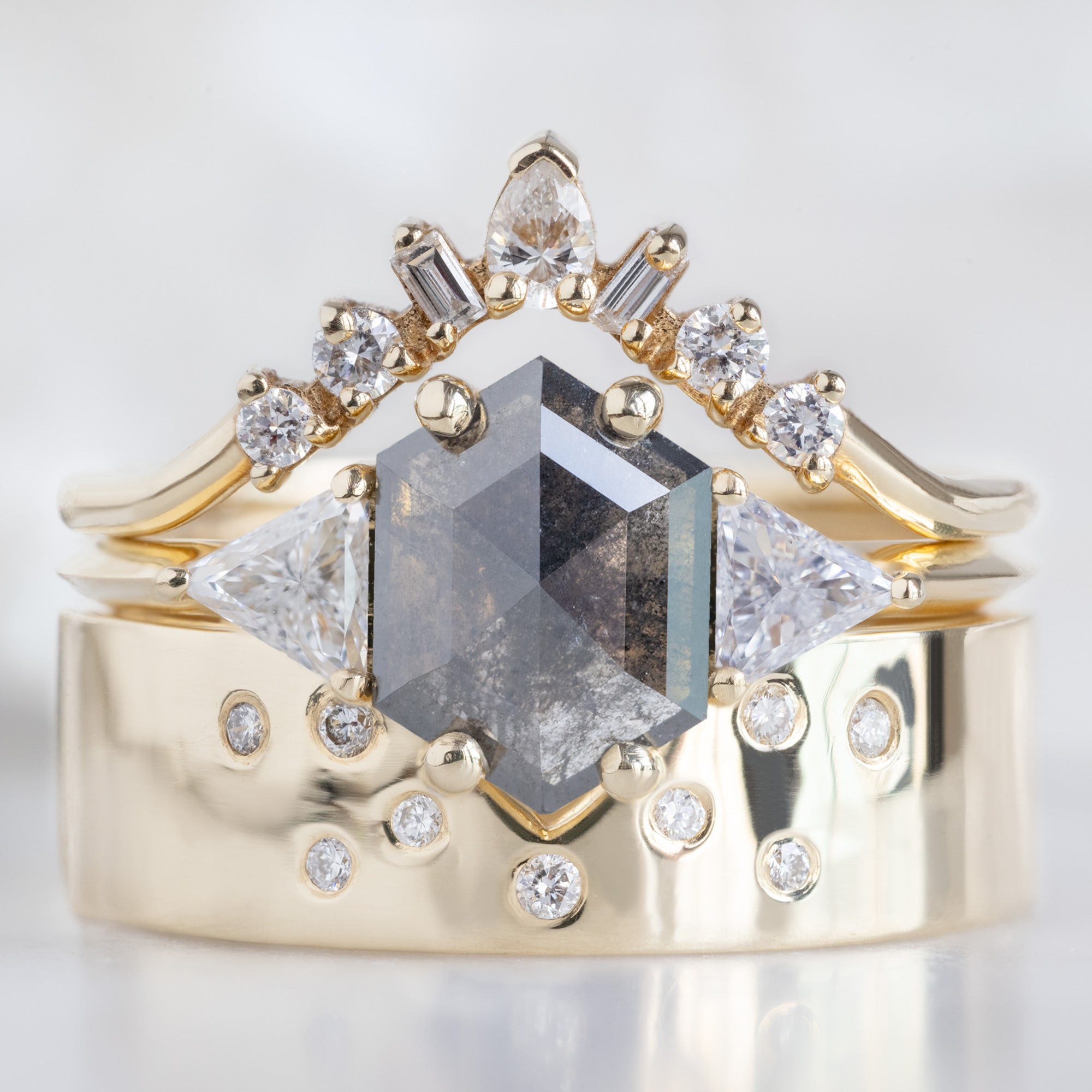 Alexis Russell Engagement Rings The Jade Ring | 0.91ct Hexagonal Grey Diamond in 14K Yellow Gold