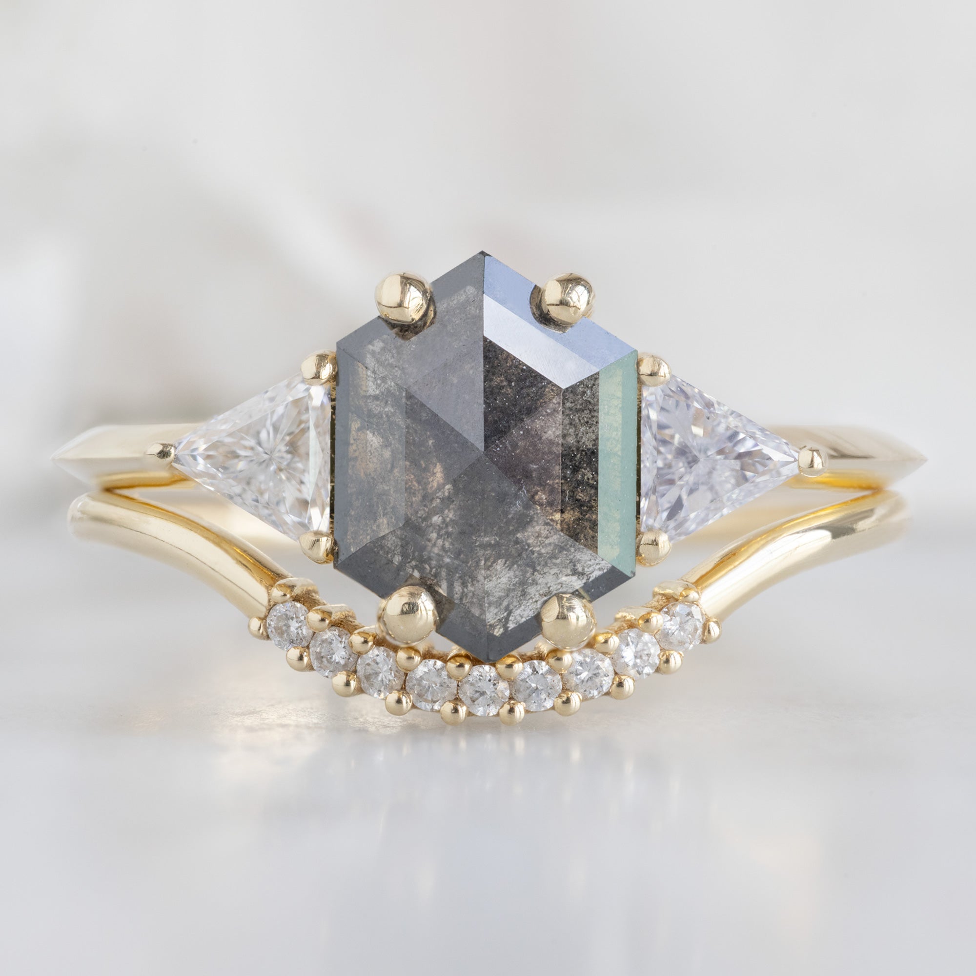 Alexis Russell Engagement Rings The Jade Ring | 0.91ct Hexagonal Grey Diamond in 14K Yellow Gold