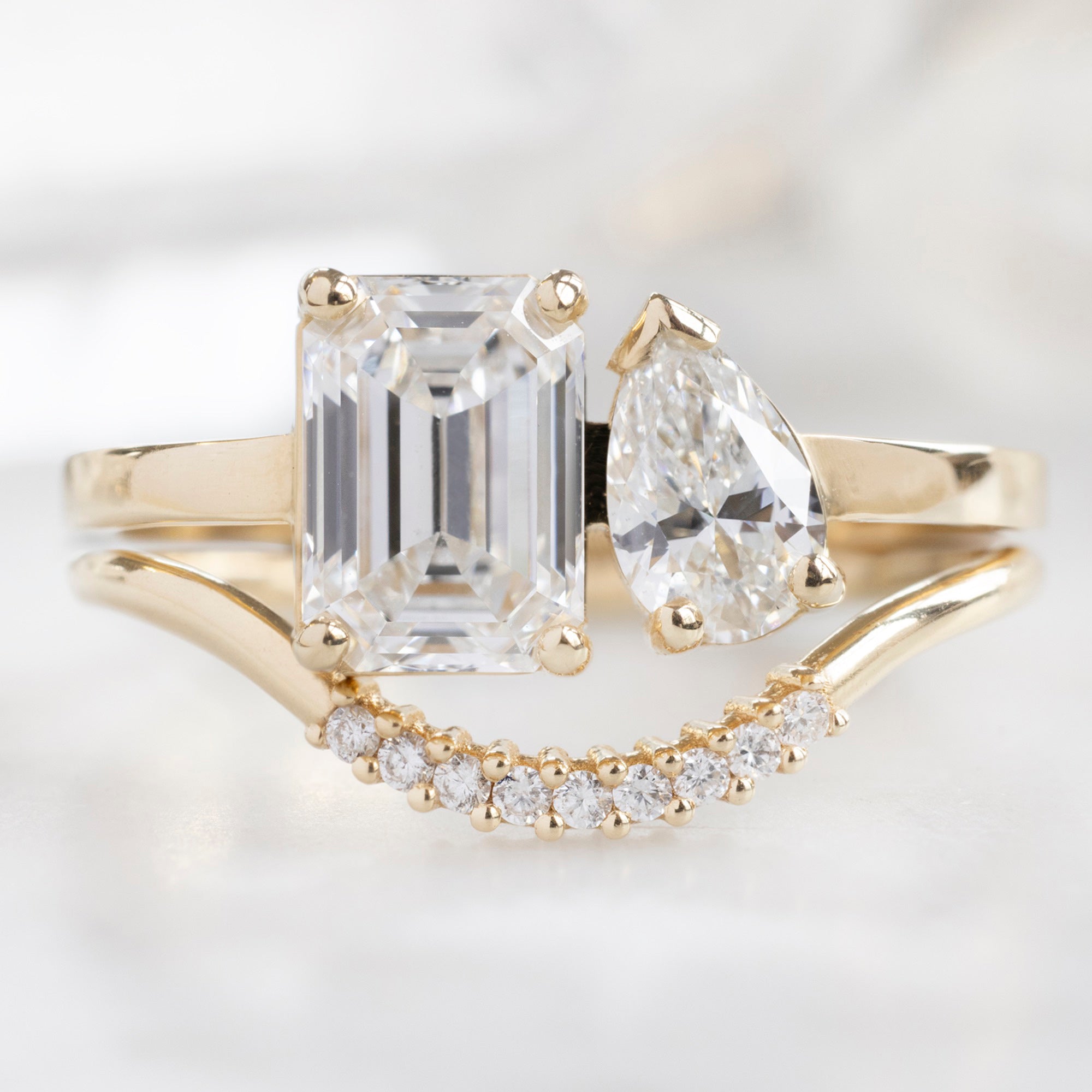 Alexis Russell Engagement Rings The You and Me Ring | 1.25ct Emerald Cut Lab Grown Diamond in 14K Yellow Gold