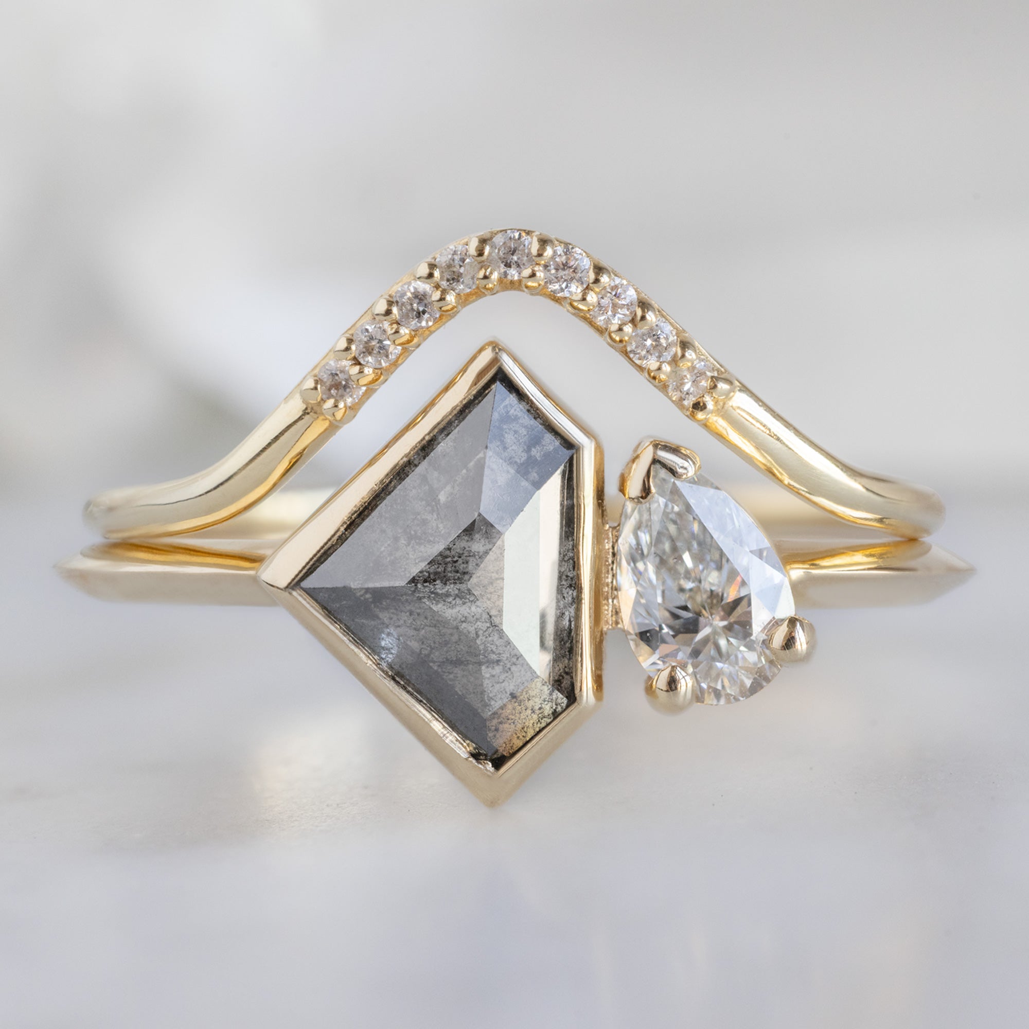 Alexis Russell Engagement Rings The You and Me Ring | 1.12ct Shield Salt and Pepper Diamond in 14K Yellow Gold