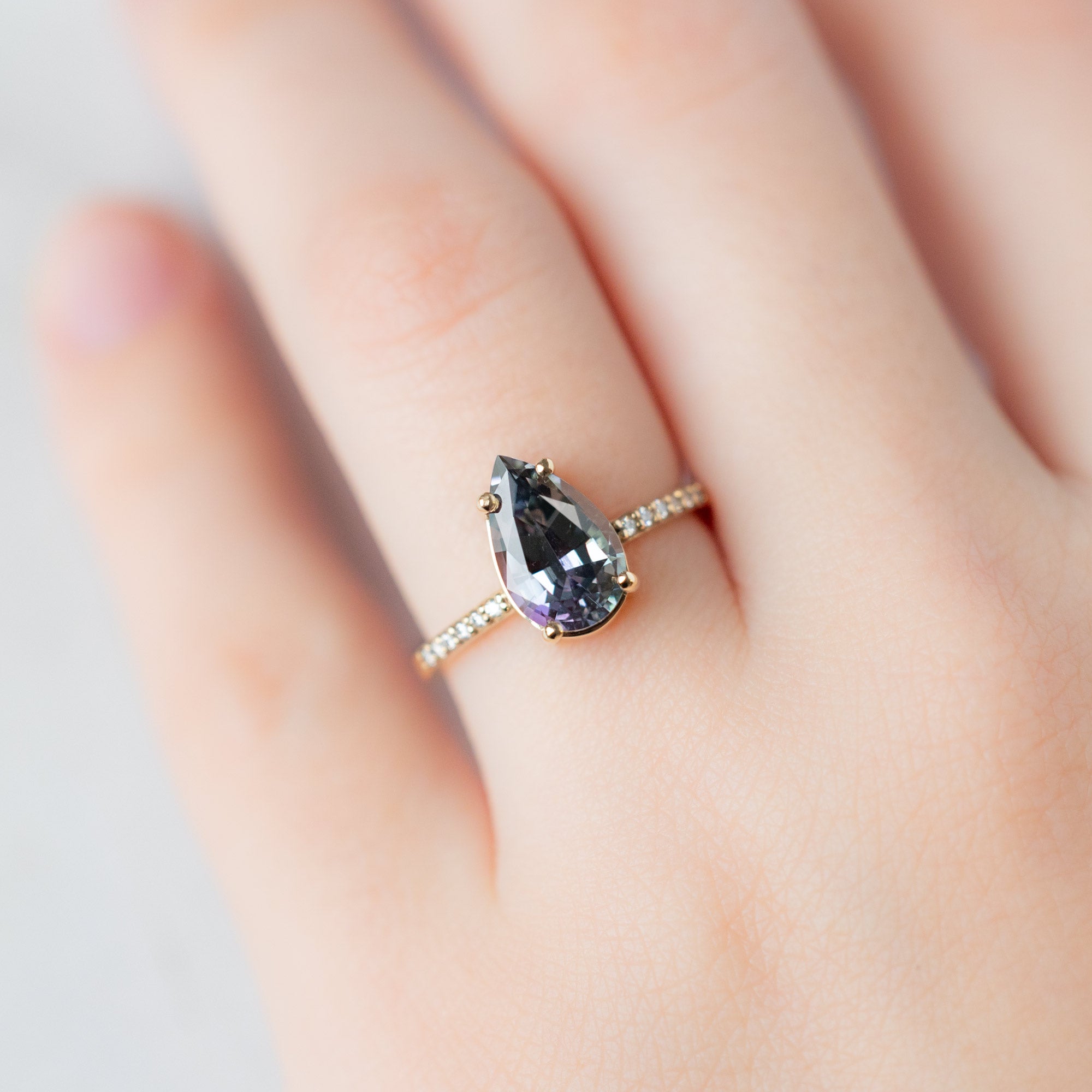 Alexis Russell Engagement Rings The Willow Ring | 2.26ct Pear Tanzanite in 14K Yellow Gold