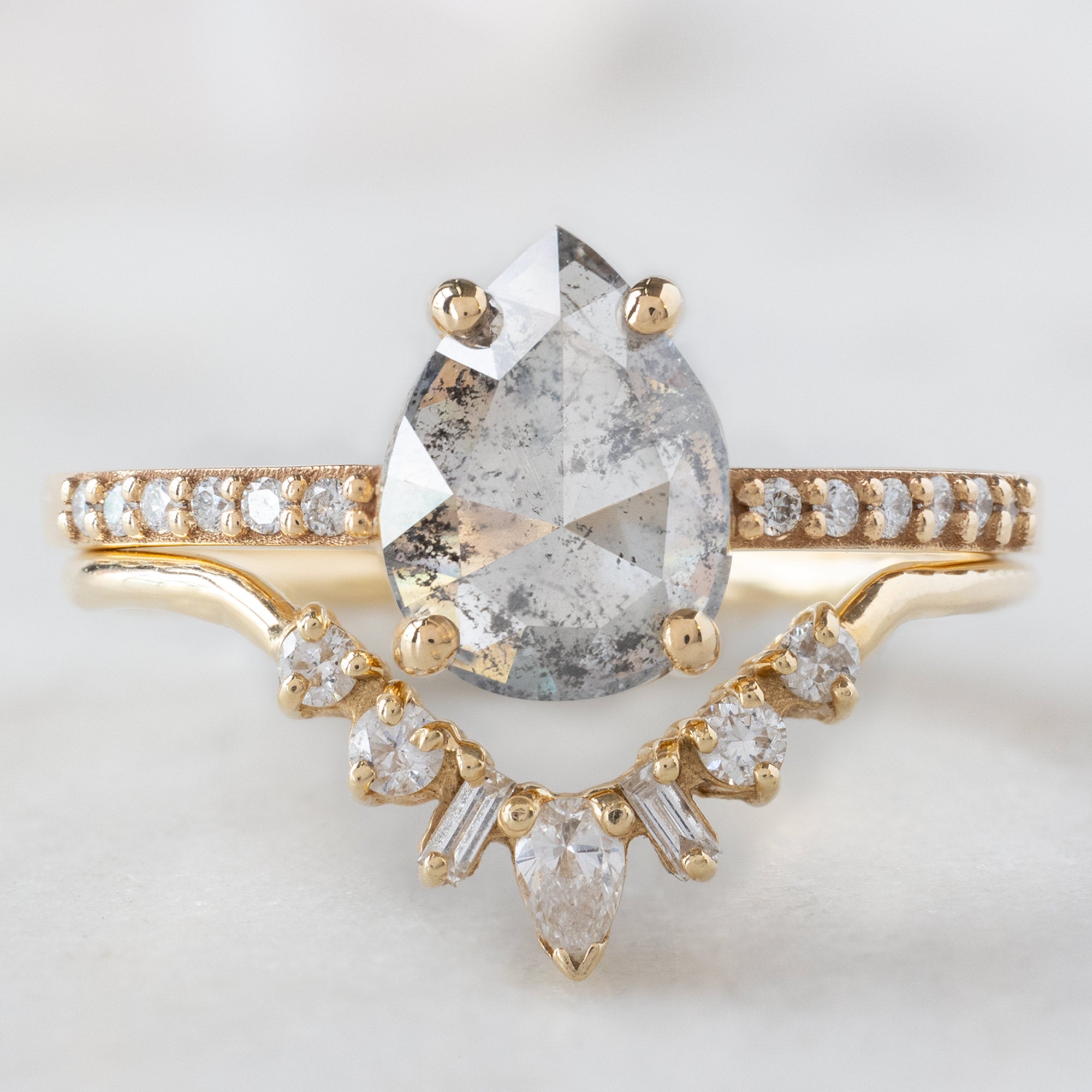 Alexis Russell Engagement Rings The Willow Ring | 1.03ct Pear Salt and Pepper Diamond 14K Yellow Gold