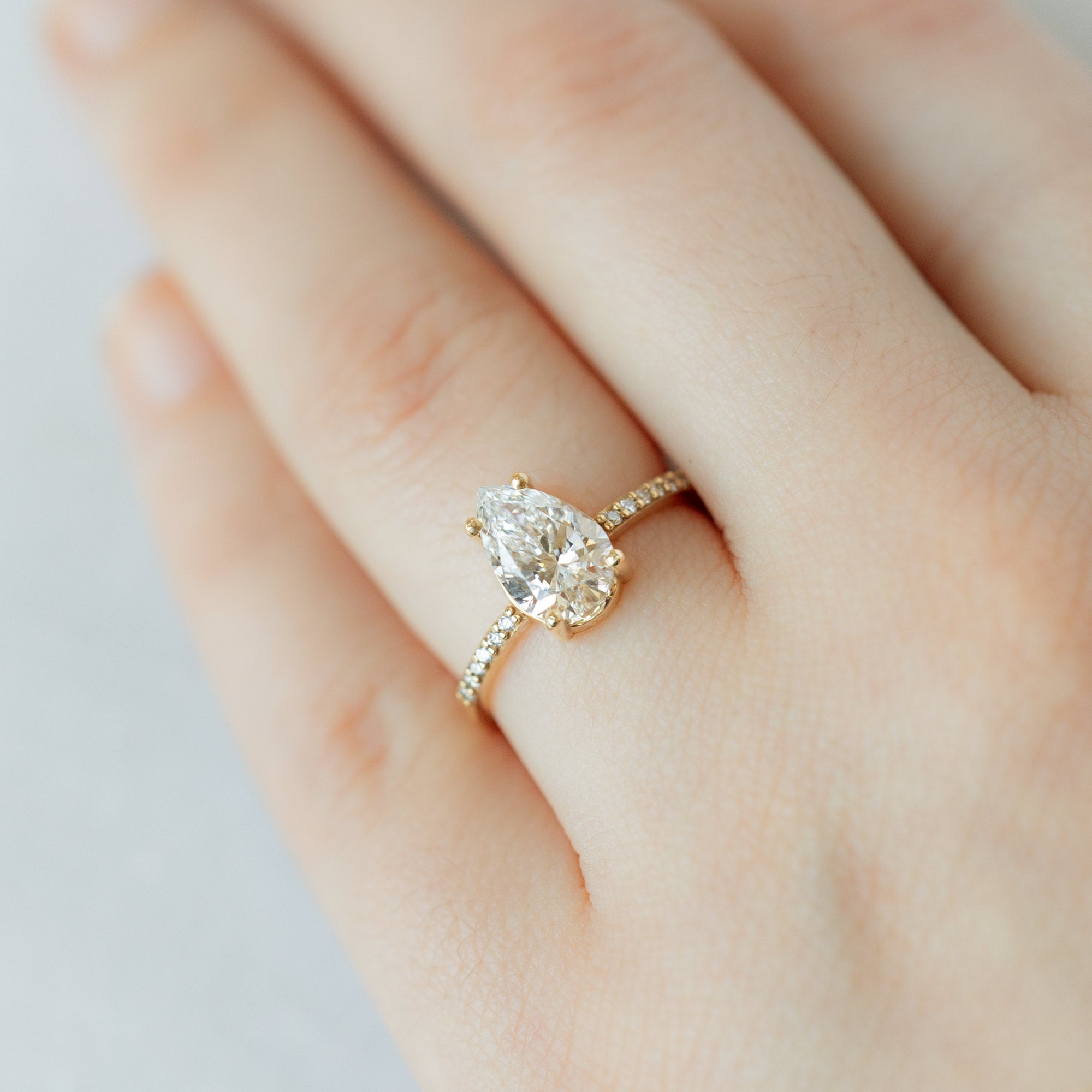 Alexis Russell Engagement Rings The Willow Ring | 1.50ct Pear Lab Grown White Diamond in 14K Yellow Gold