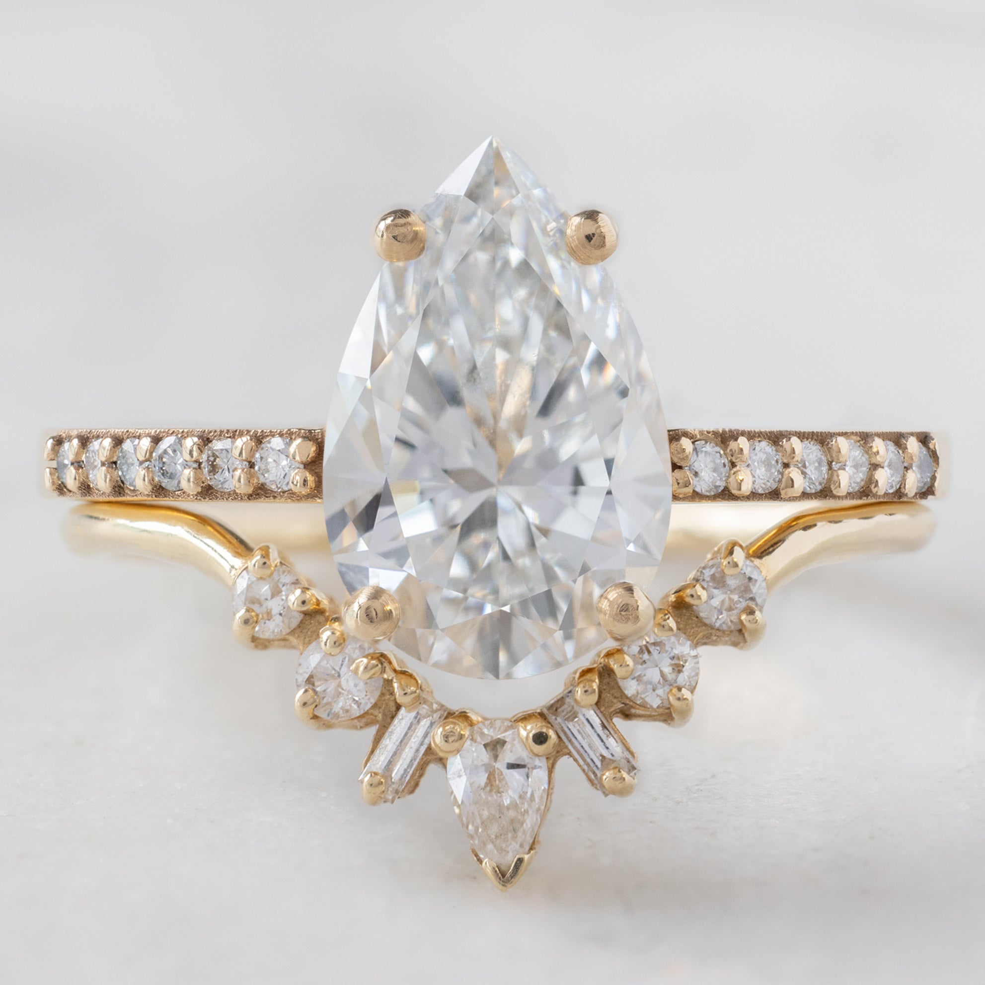 Alexis Russell Engagement Rings The Willow Ring | 1.50ct Pear Lab Grown White Diamond in 14K Yellow Gold