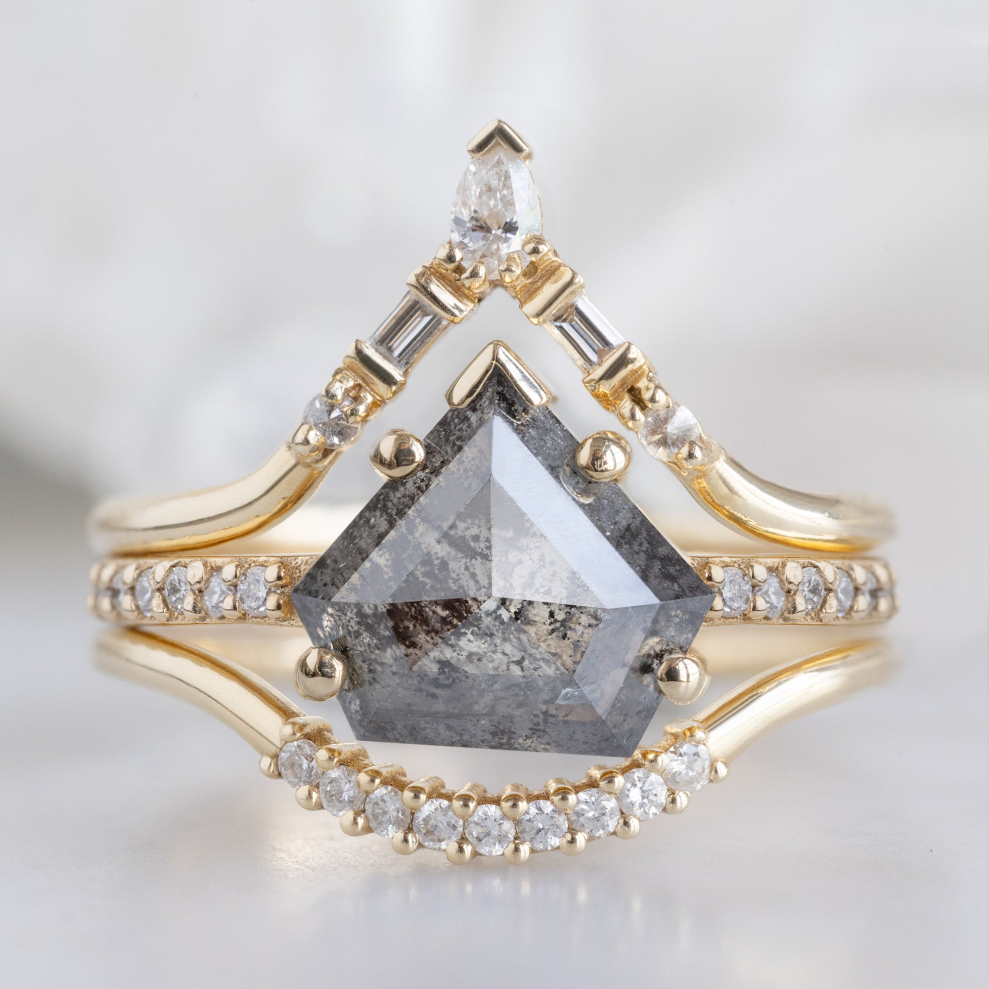 buy:white-diamond-tiara-stacking-band-14k-or-18k-yellow-gold,the-willow-ring-2-19ct-shield-salt-and-pepper-diamond-in-14k-yellow-gold,white-diamond-pave-arc-stacking-band-14k-or-18k-yellow-gold