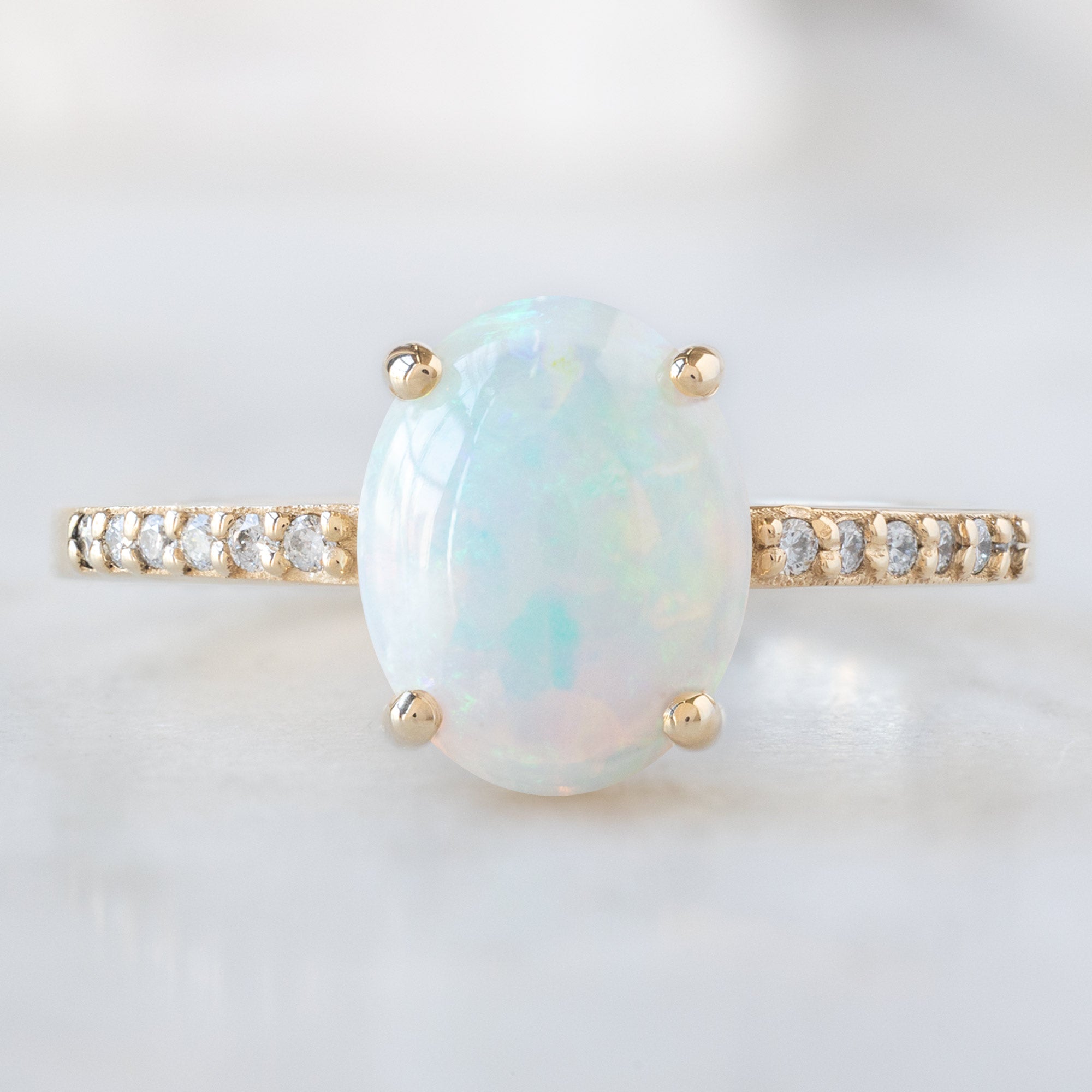Alexis Russell Engagement Rings The Willow Ring | 1.11ct Oval Australian Opal in 14K Yellow Gold