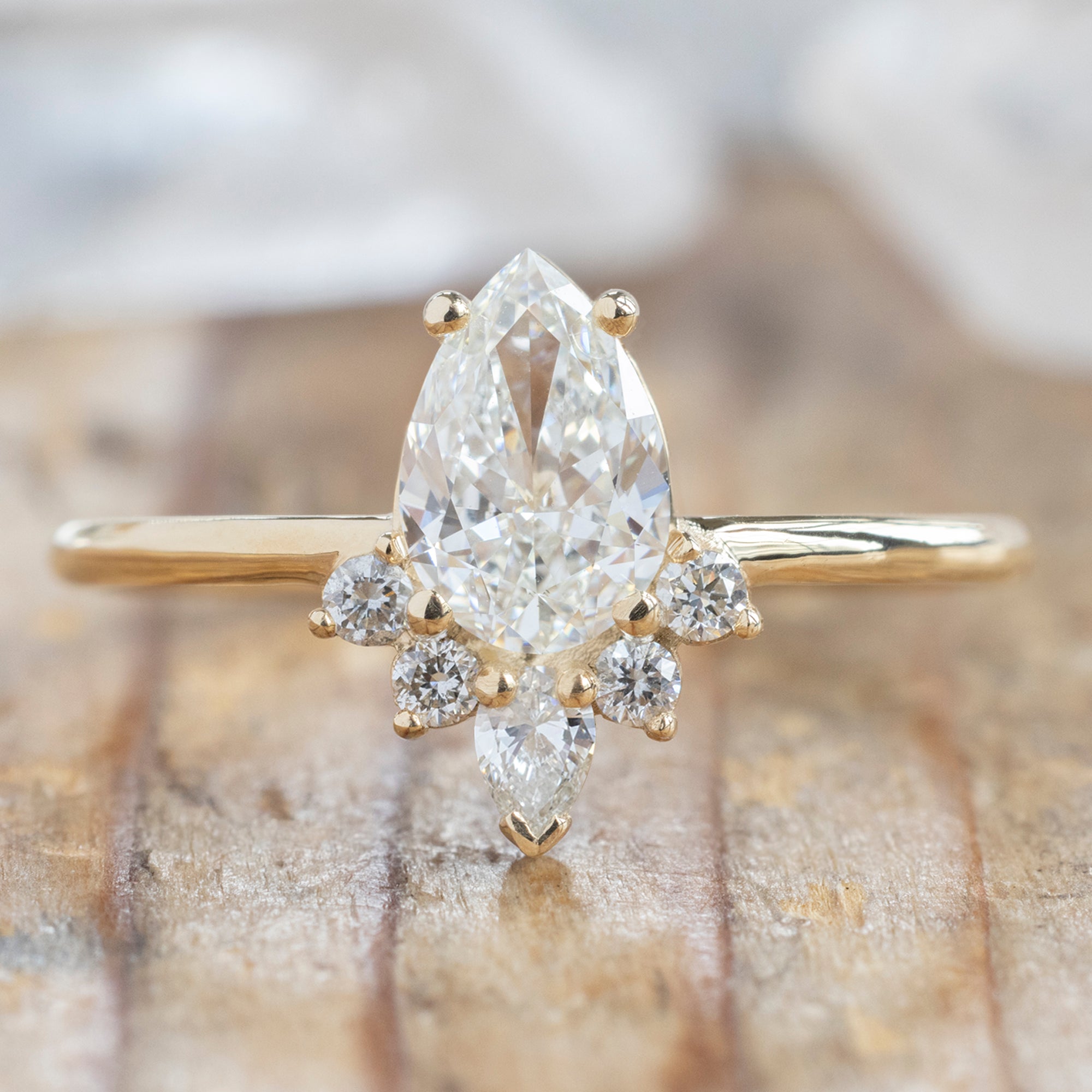 Alexis Russell  Engagement Rings The Aster Ring | 0.80ct Pear Natural White Diamond in 14K Yellow Gold