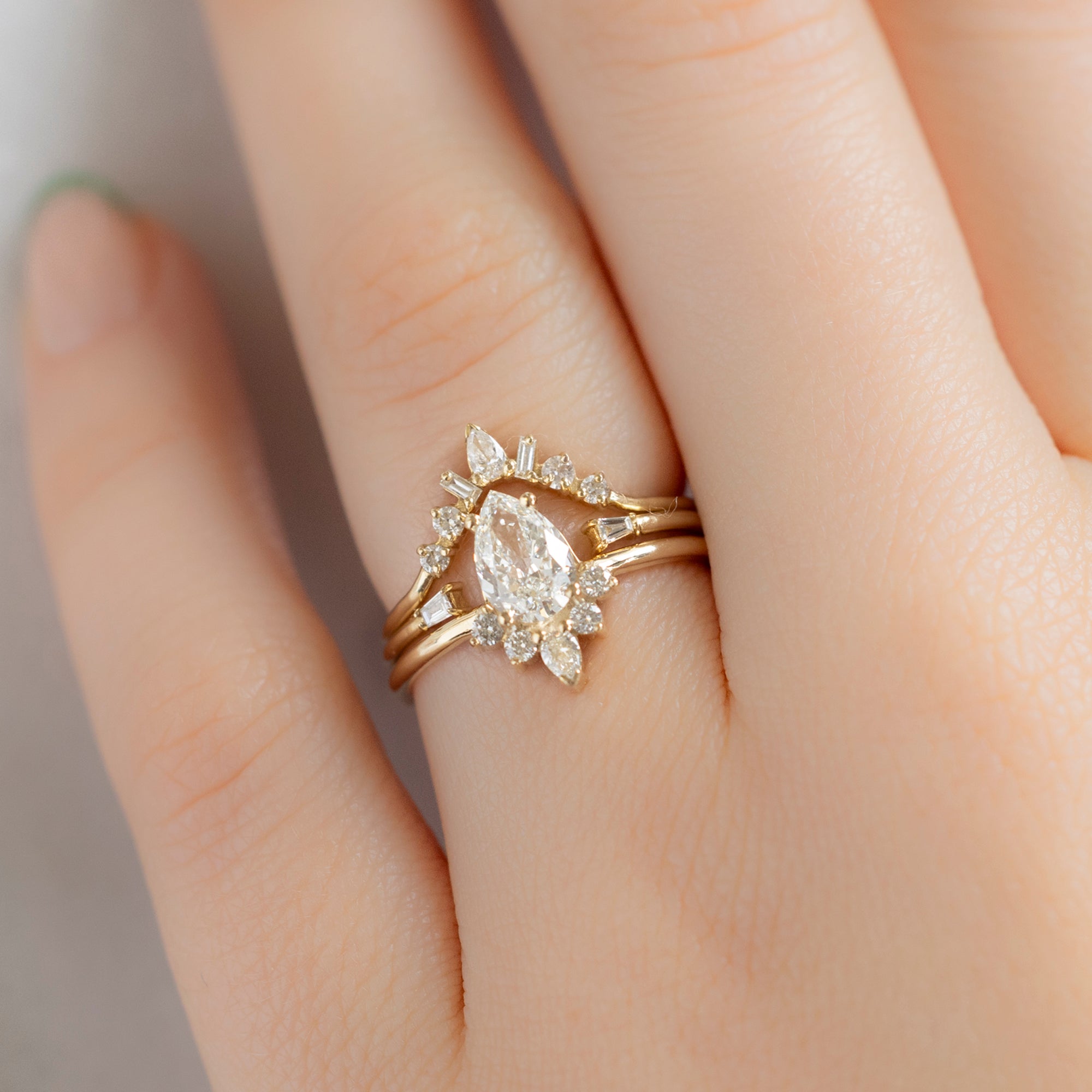 Alexis Russell  Engagement Rings The Aster Ring | 0.80ct Pear Natural White Diamond in 14K Yellow Gold