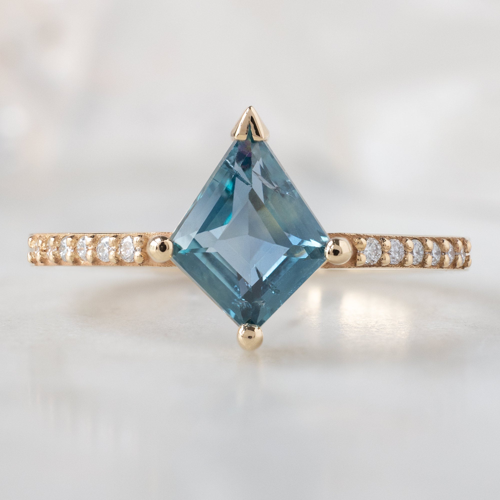 Alexis Russell  Engagement Rings The Willow Ring | 1.14ct Kite Blue Sapphire in 14K Yellow Gold