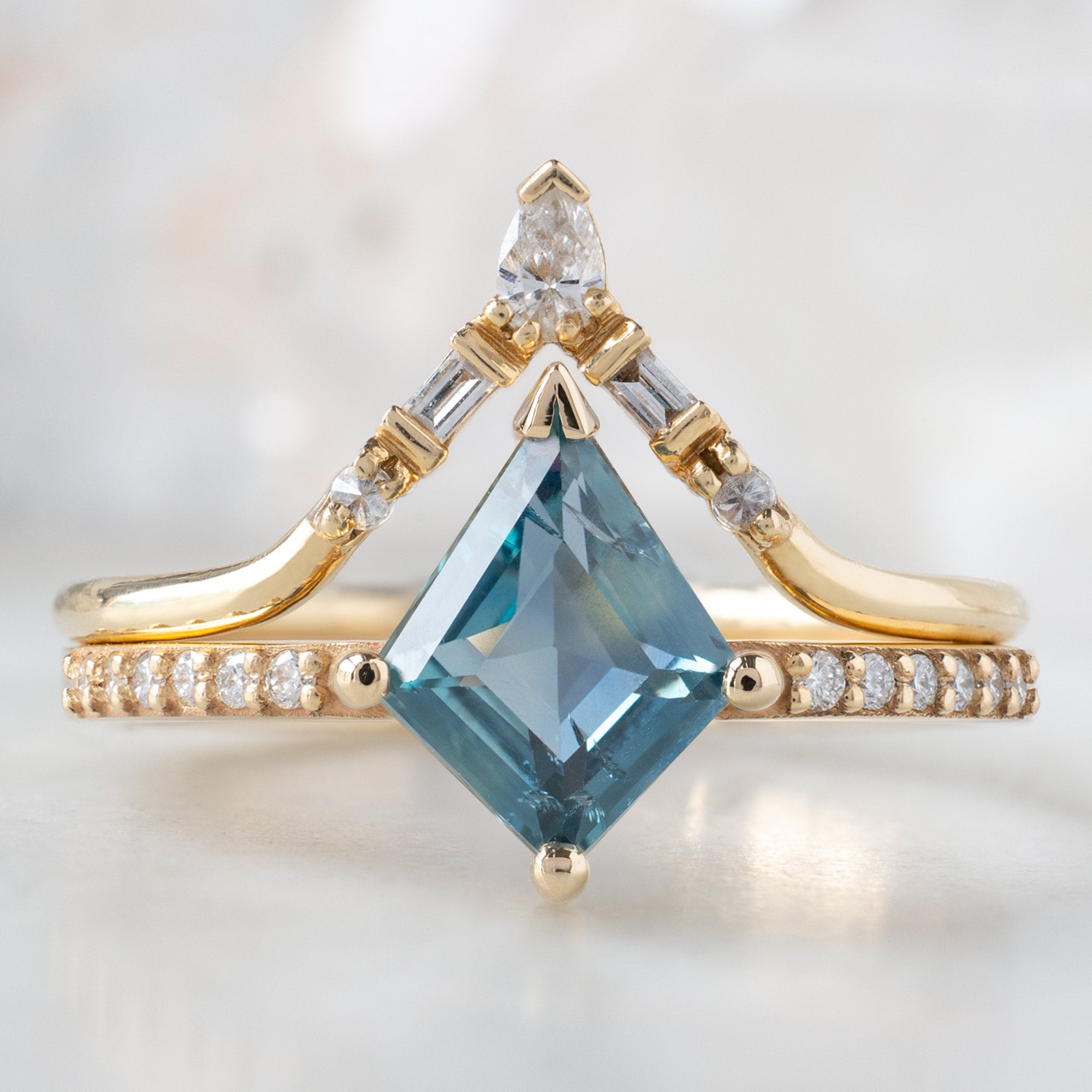 Alexis Russell  Engagement Rings The Willow Ring | 1.14ct Kite Blue Sapphire in 14K Yellow Gold