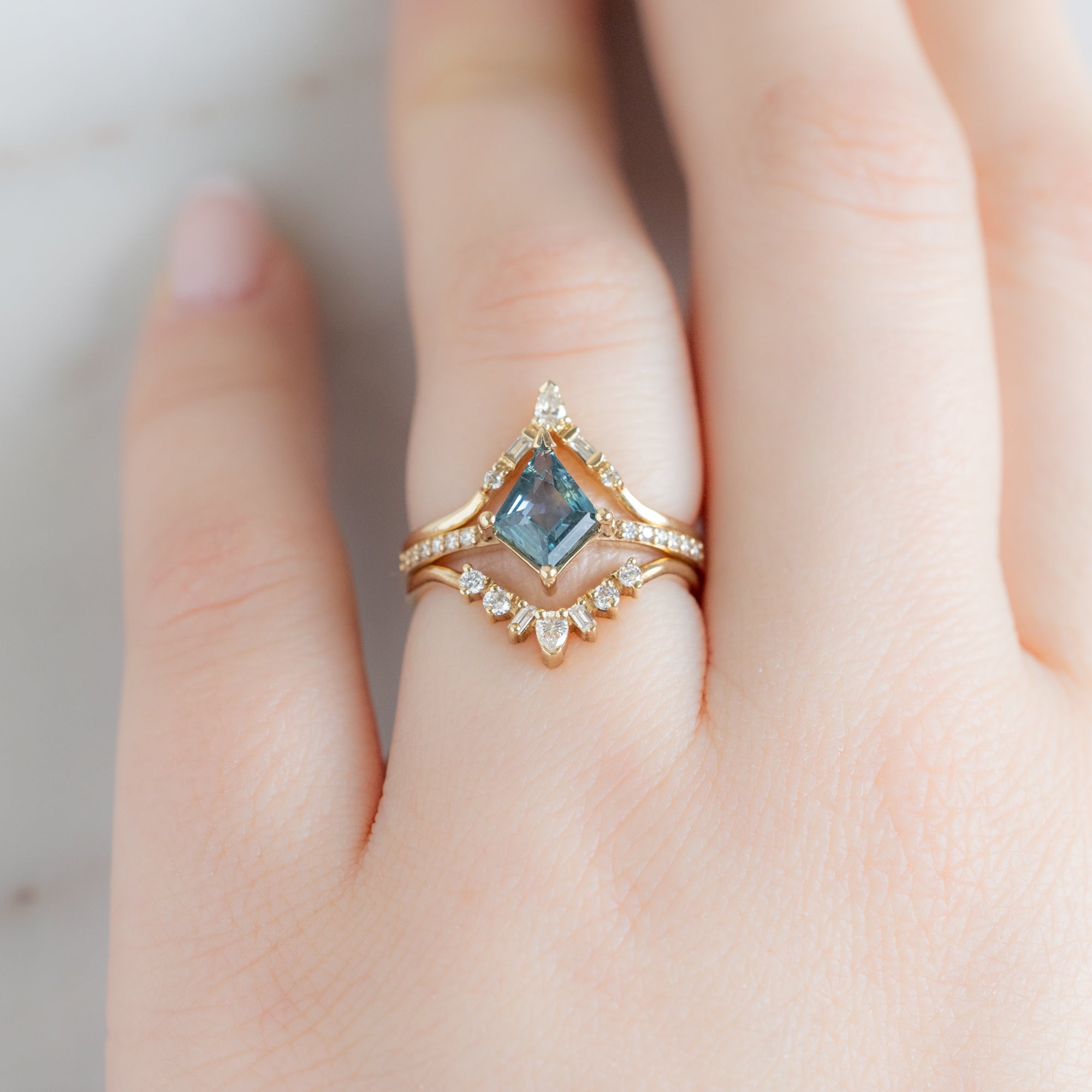 Alexis Russell  Engagement Rings The Willow Ring | 1.14ct Kite Blue Sapphire in 14K Yellow Gold