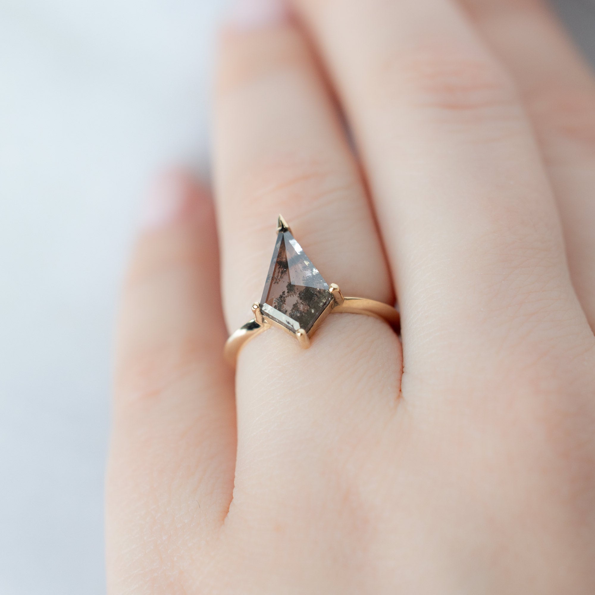 Alexis Russell  Engagement Rings The Sage Ring | 1.73ct Lab Grown Salt and Pepper Kite Diamond in 14K Yellow Gold