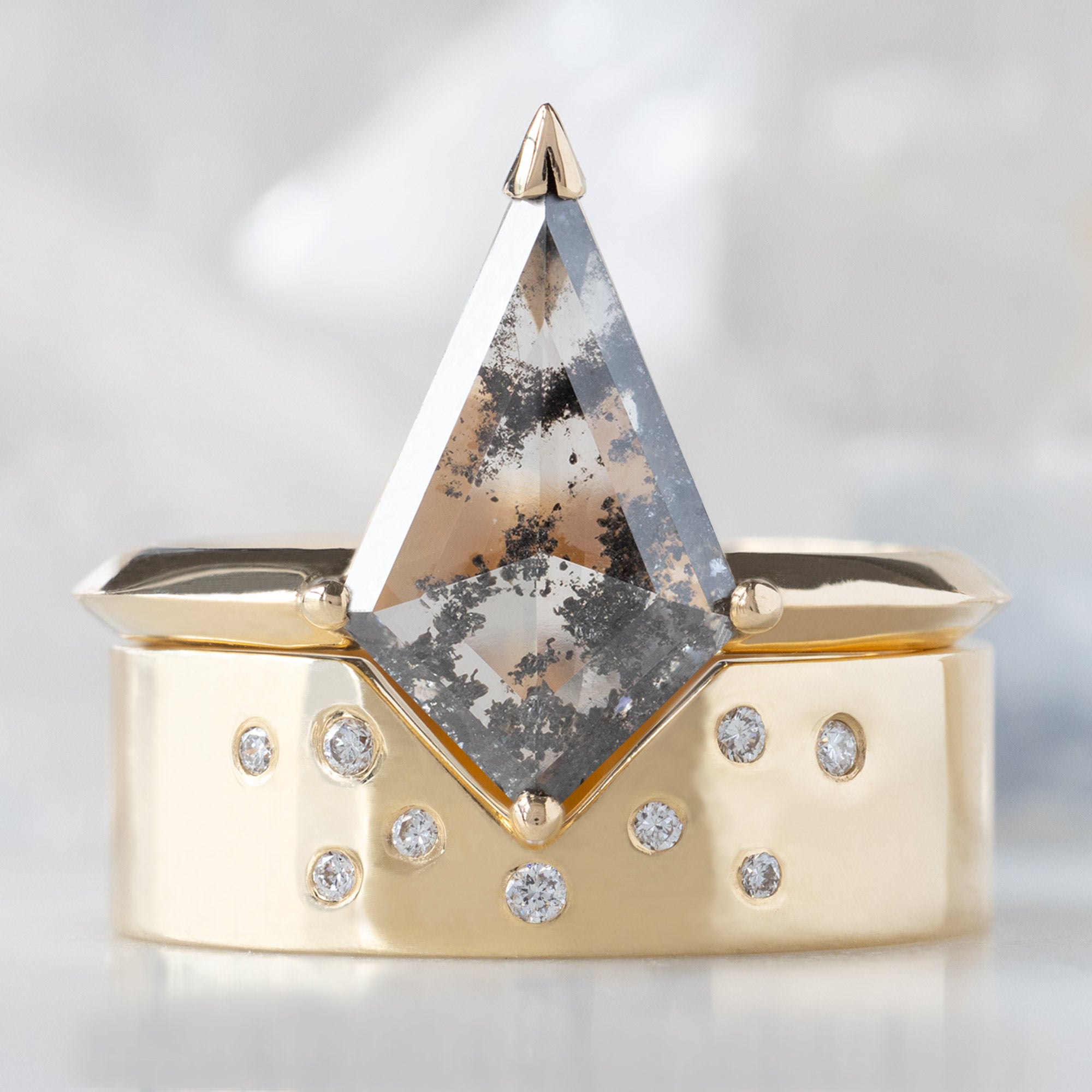 Alexis Russell  Engagement Rings The Sage Ring | 1.73ct Lab Grown Salt and Pepper Kite Diamond in 14K Yellow Gold