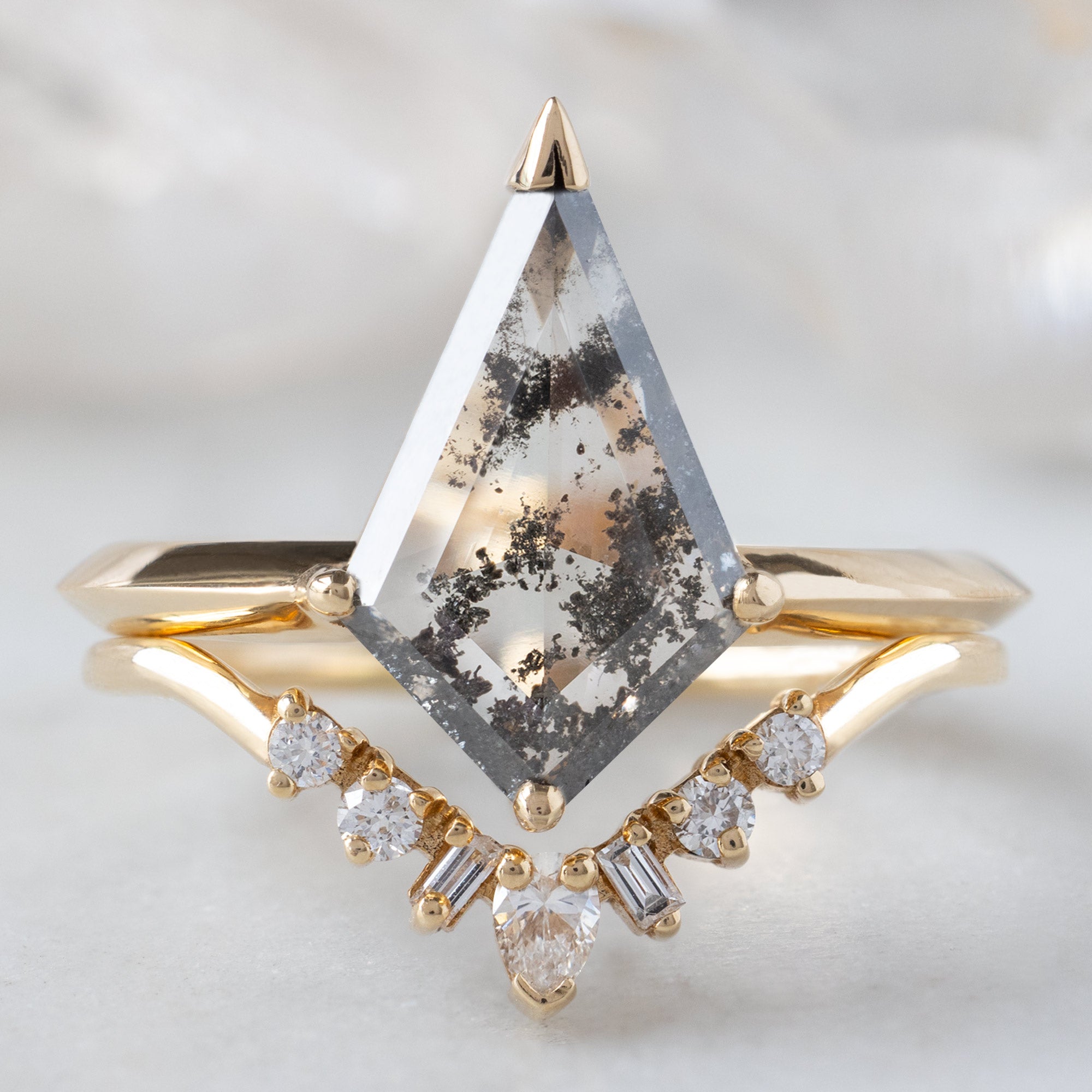 Alexis Russell  Engagement Rings The Sage Ring | 1.73ct Lab Grown Salt and Pepper Kite Diamond in 14K Yellow Gold
