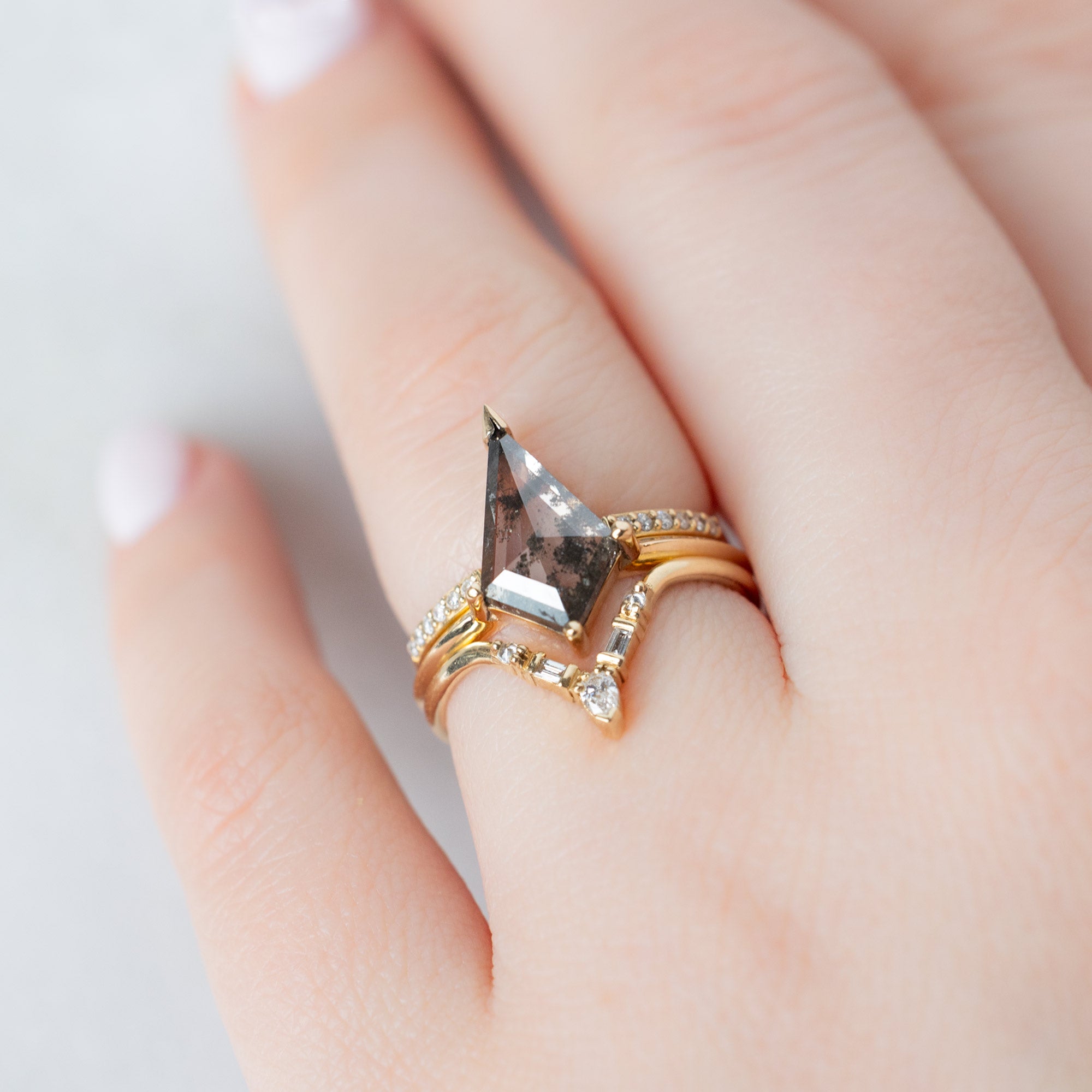 Alexis Russell  Engagement Rings The Sage Ring | 1.73ct Lab Grown Salt and Pepper Kite Diamond in 14K Yellow Gold