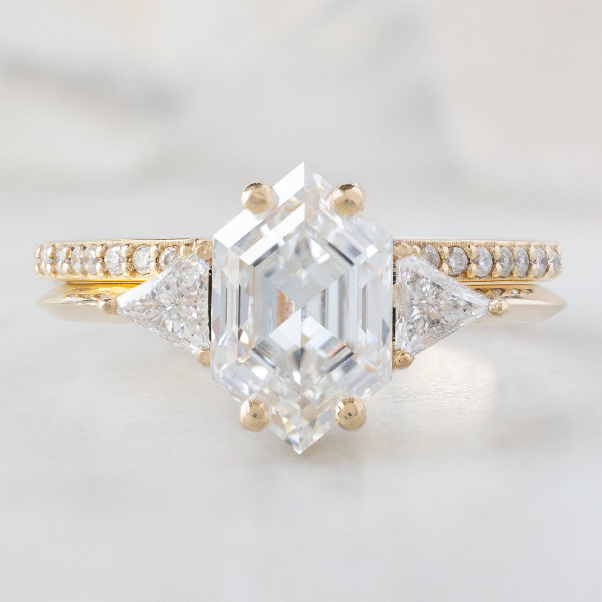 Alexis Russell  Engagement Rings The Jade Ring | 1.65ct Hexagon White Lab Grown Diamond in 14K Yellow Gold
