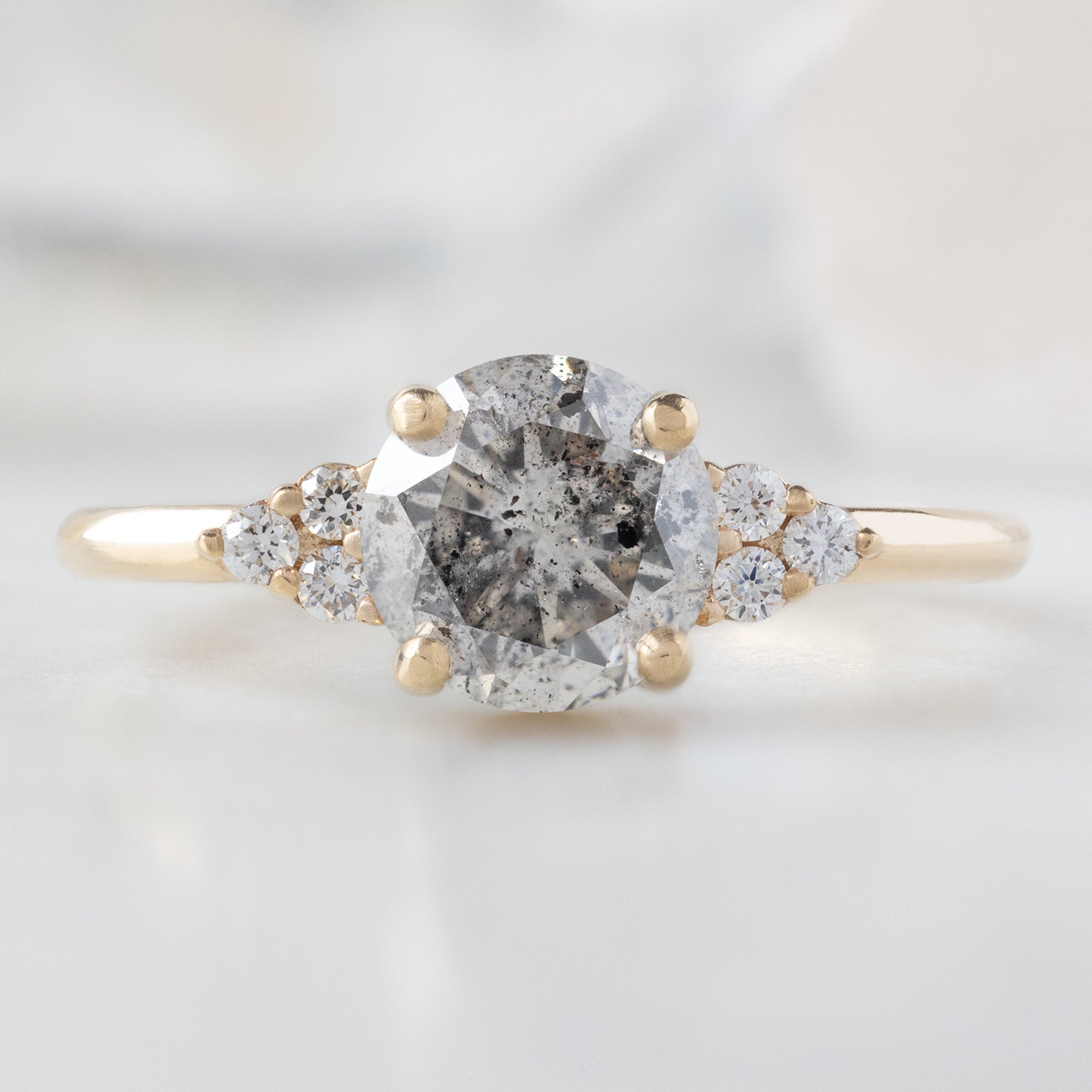 Alexis Russell  Engagement Rings The Ivy Ring | 1.01ct Round Salt and Pepper Diamond in 14K Yellow Gold