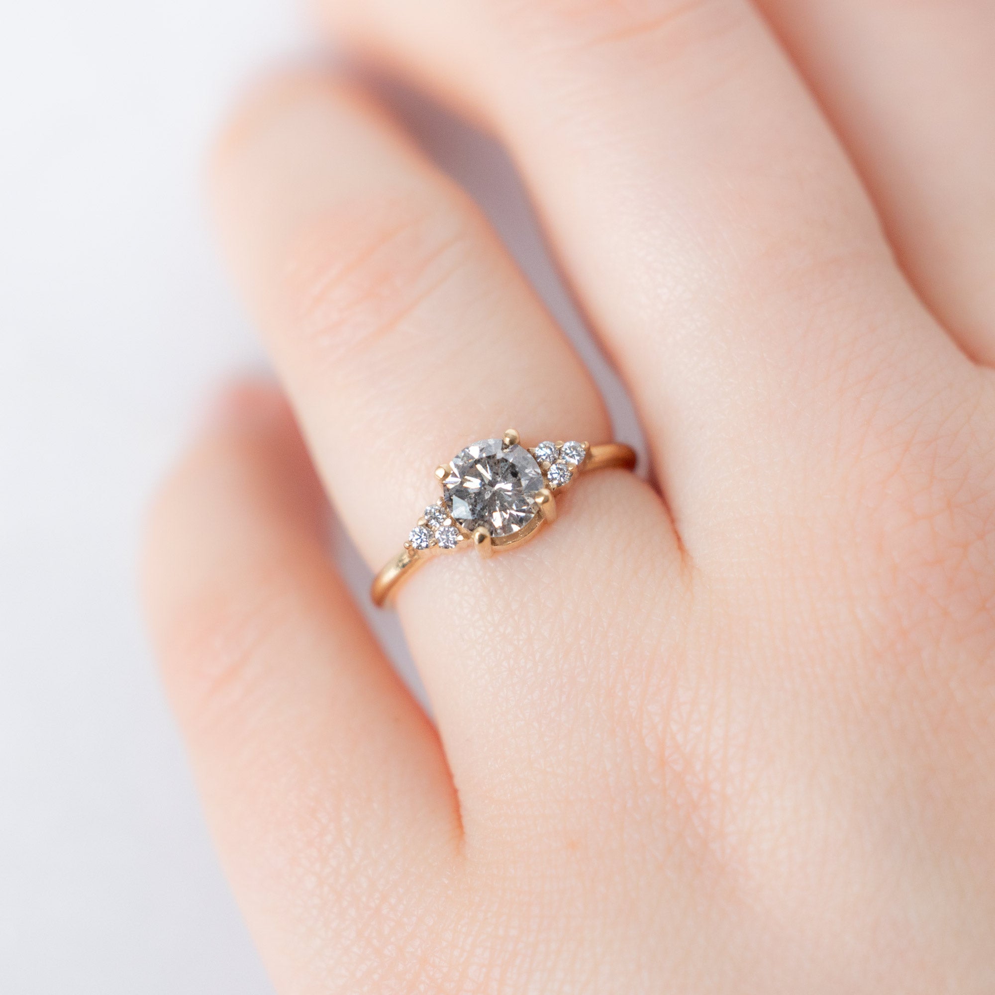 Alexis Russell  Engagement Rings The Ivy Ring | 1.01ct Round Salt and Pepper Diamond in 14K Yellow Gold