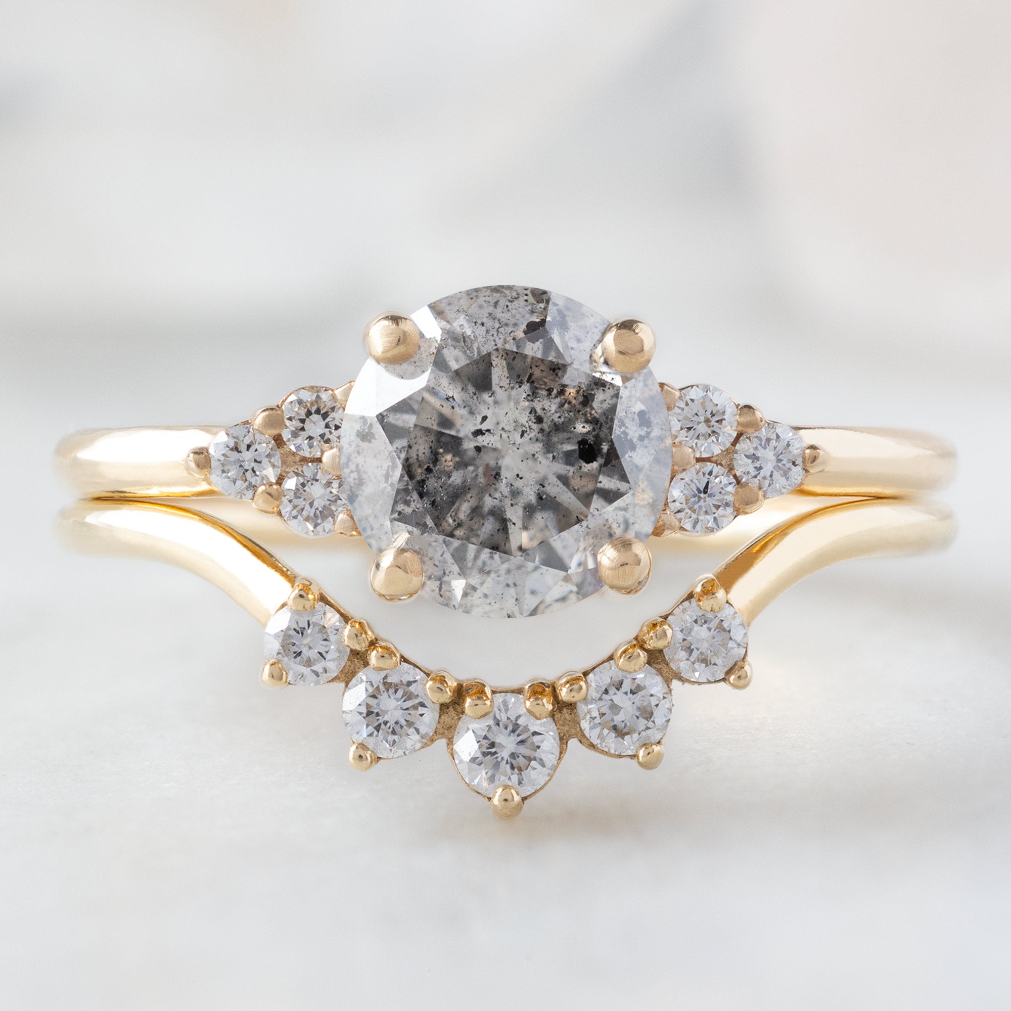 Alexis Russell  Engagement Rings The Ivy Ring | 1.01ct Round Salt and Pepper Diamond in 14K Yellow Gold