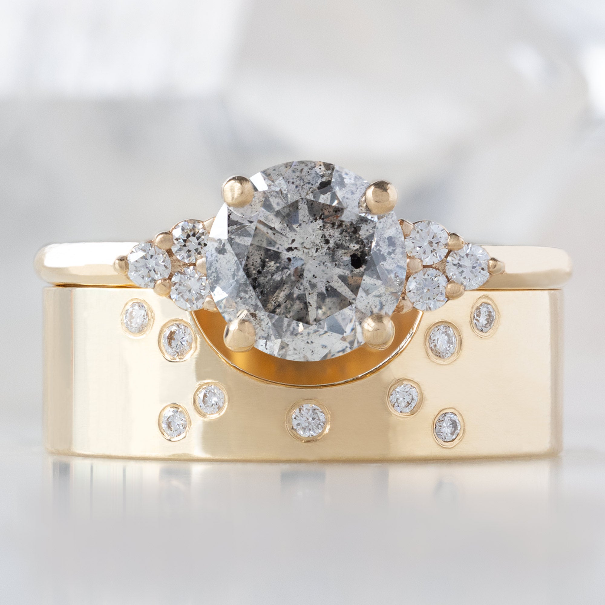 Alexis Russell  Engagement Rings The Ivy Ring | 1.01ct Round Salt and Pepper Diamond in 14K Yellow Gold