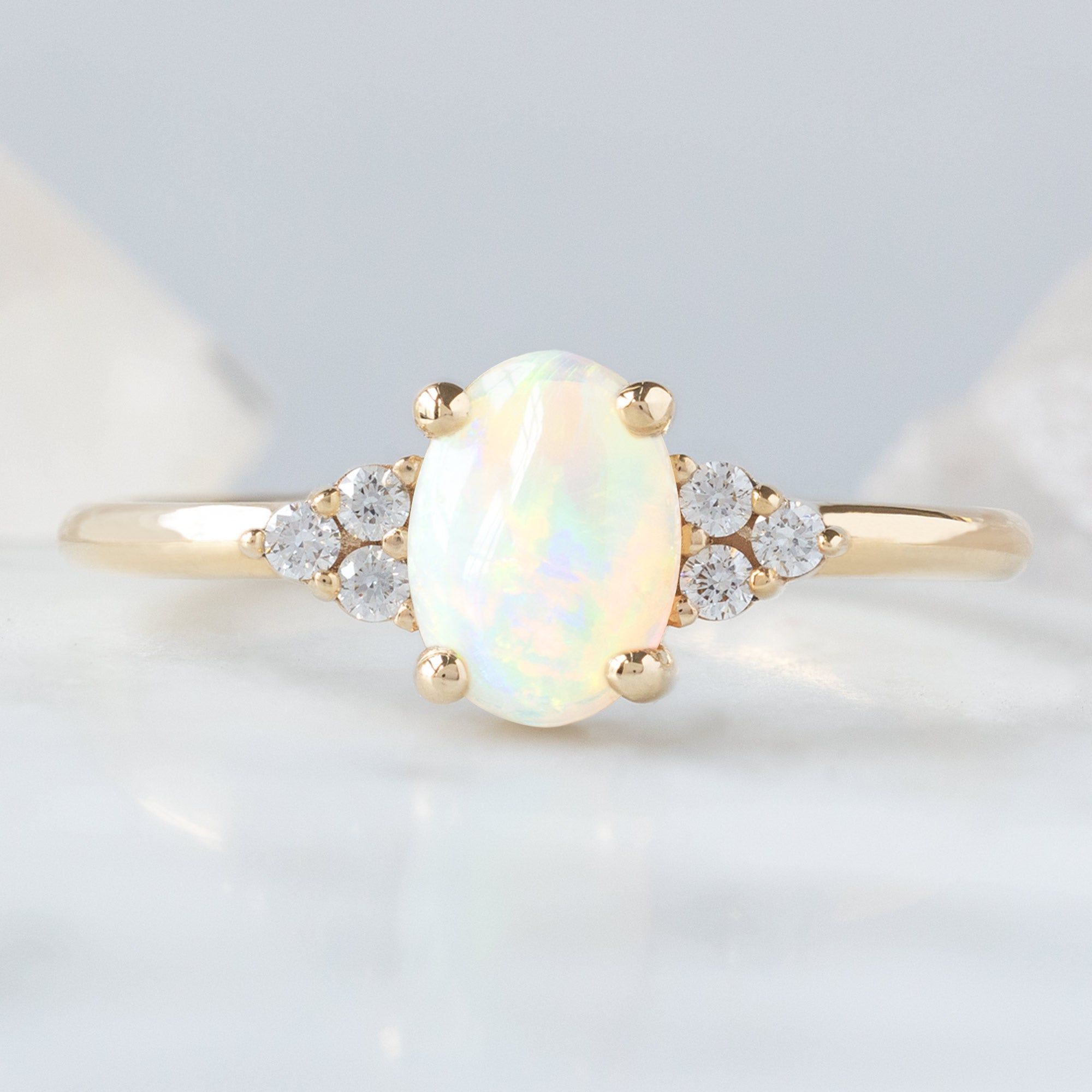 Alexis Russell  Engagement Rings The Ivy Ring | 0.96ct Oval Australian Opal in 14K Yellow Gold
