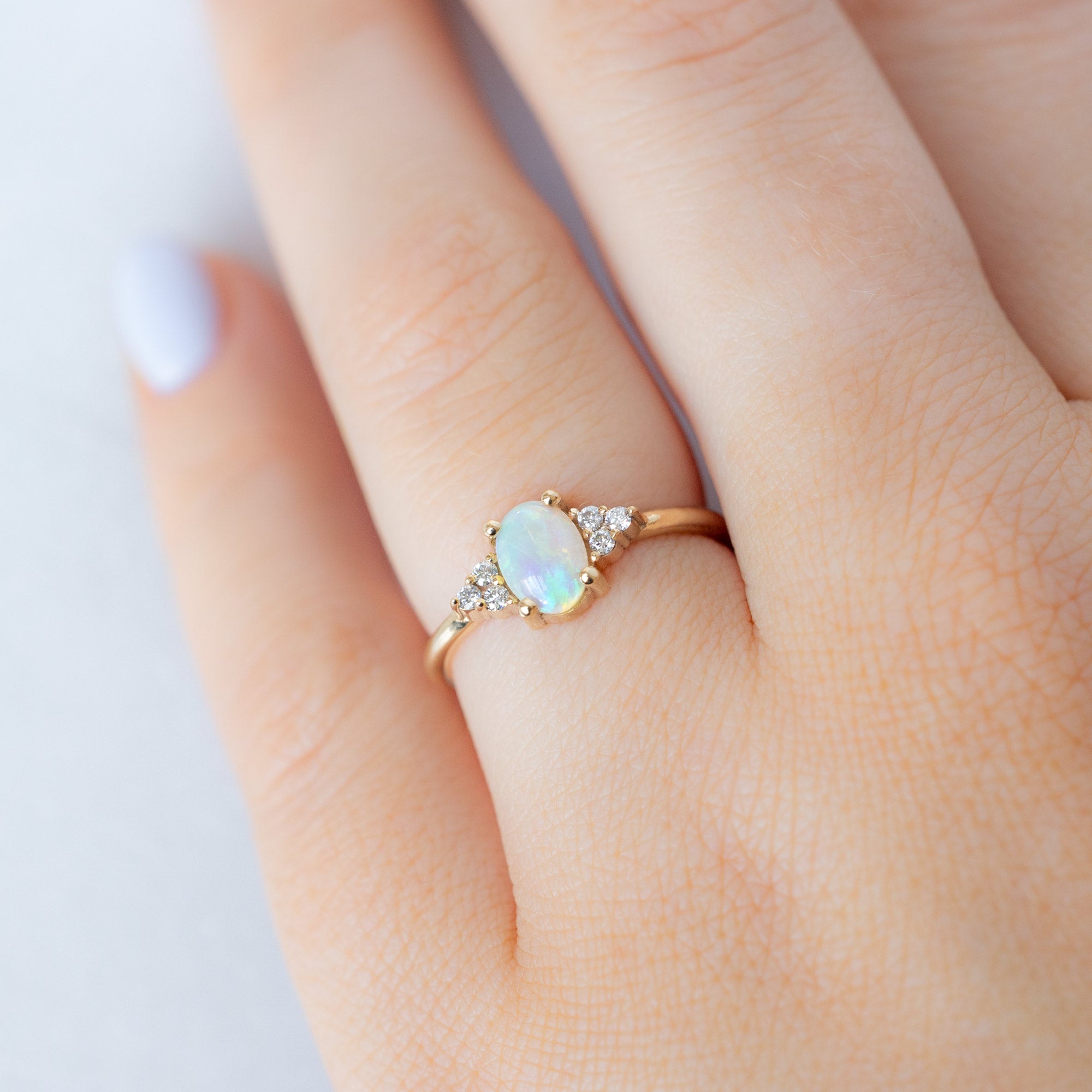 Alexis Russell  Engagement Rings The Ivy Ring | 0.96ct Oval Australian Opal in 14K Yellow Gold