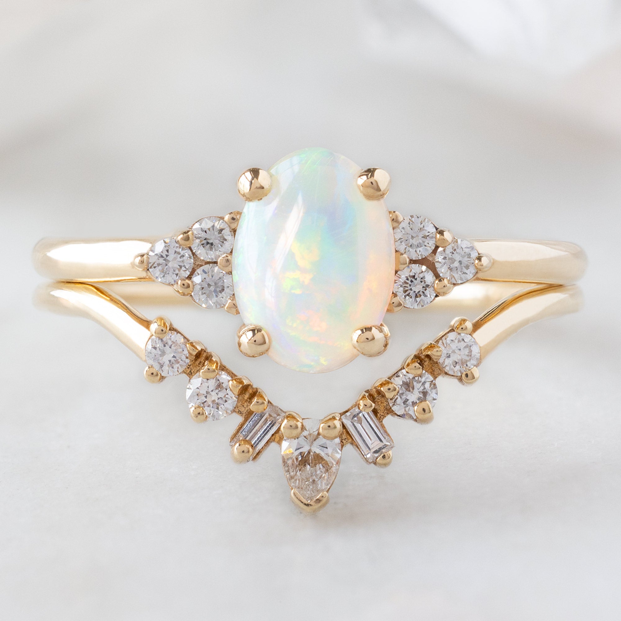 Alexis Russell  Engagement Rings The Ivy Ring | 0.96ct Oval Australian Opal in 14K Yellow Gold