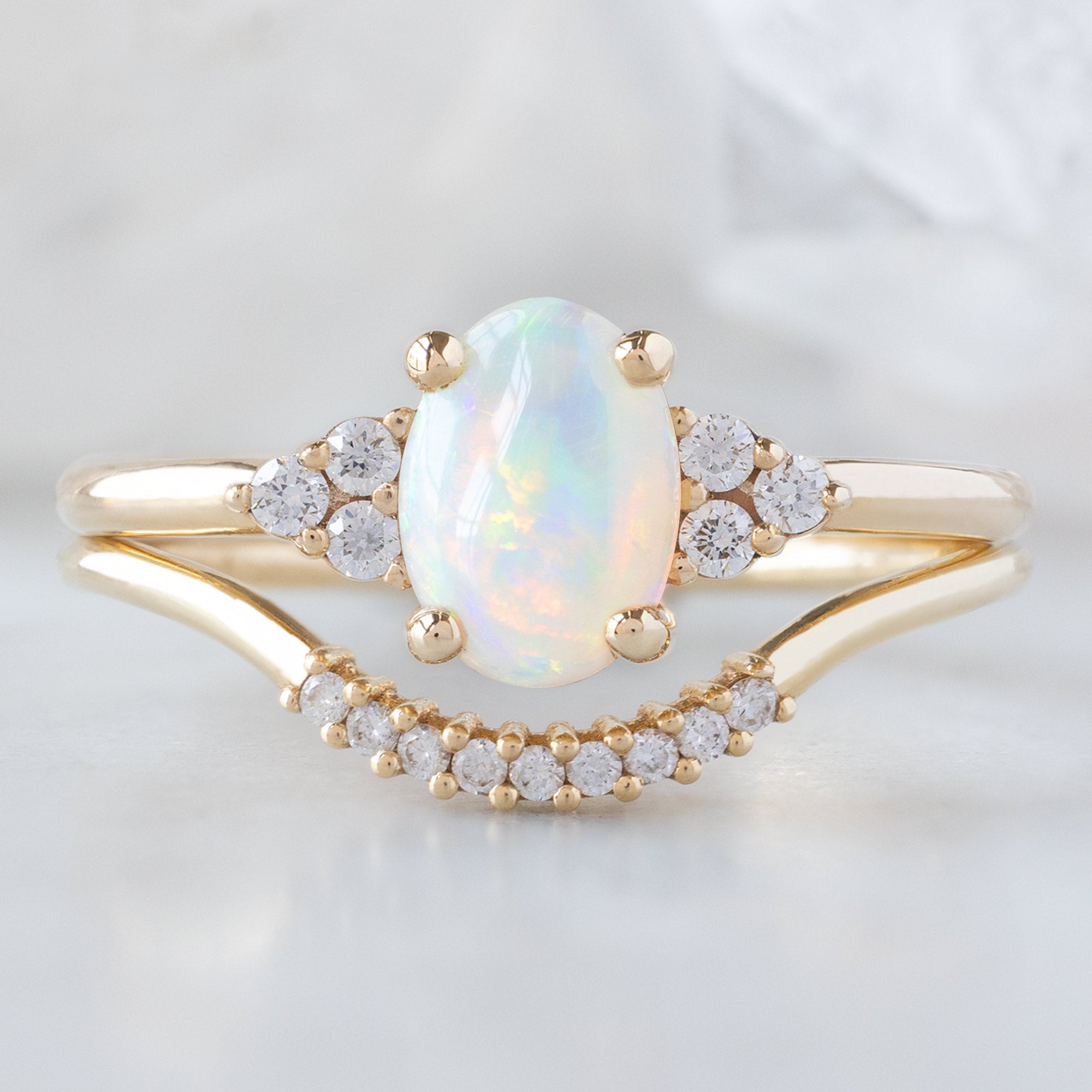 Alexis Russell  Engagement Rings The Ivy Ring | 0.96ct Oval Australian Opal in 14K Yellow Gold