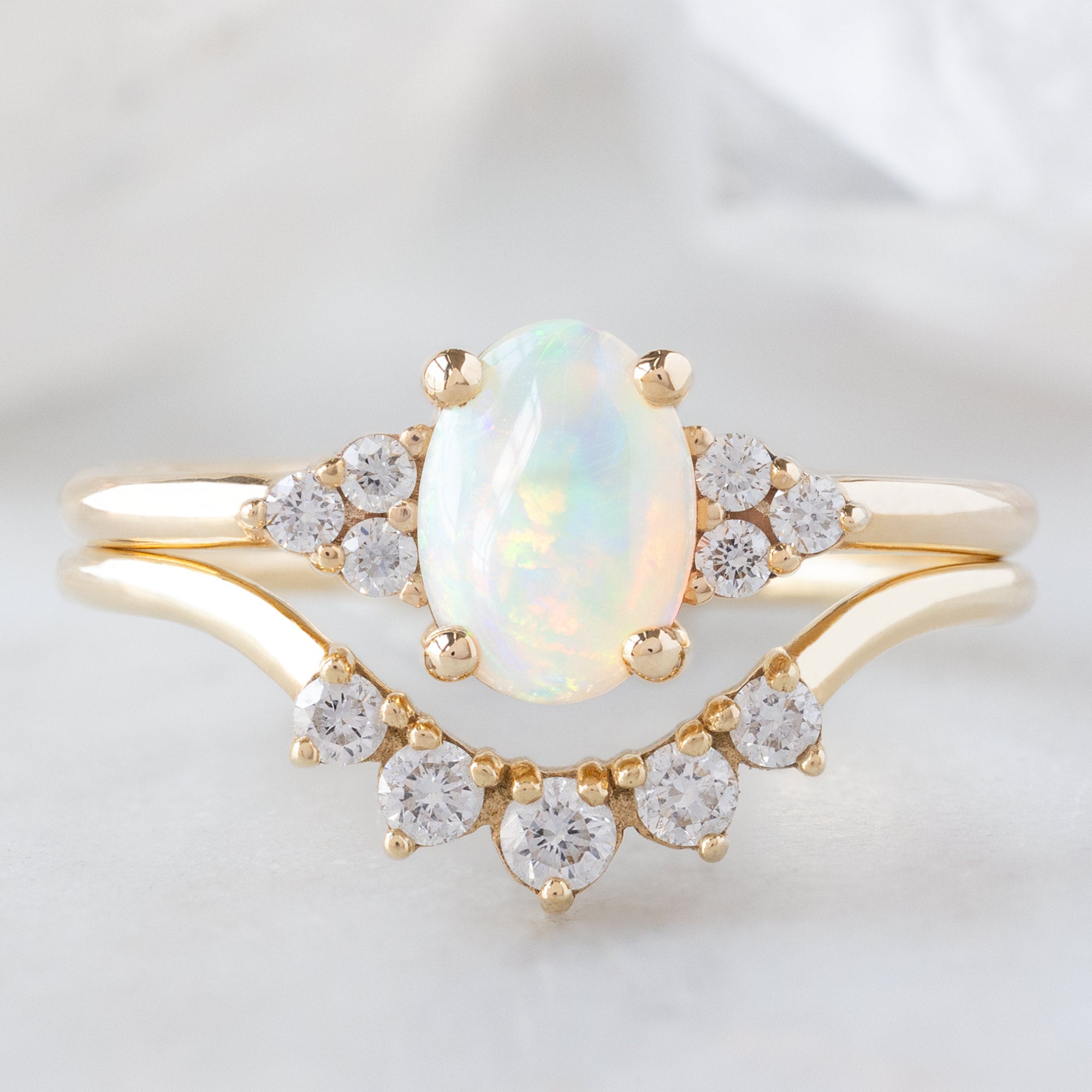 Alexis Russell  Engagement Rings The Ivy Ring | 0.96ct Oval Australian Opal in 14K Yellow Gold