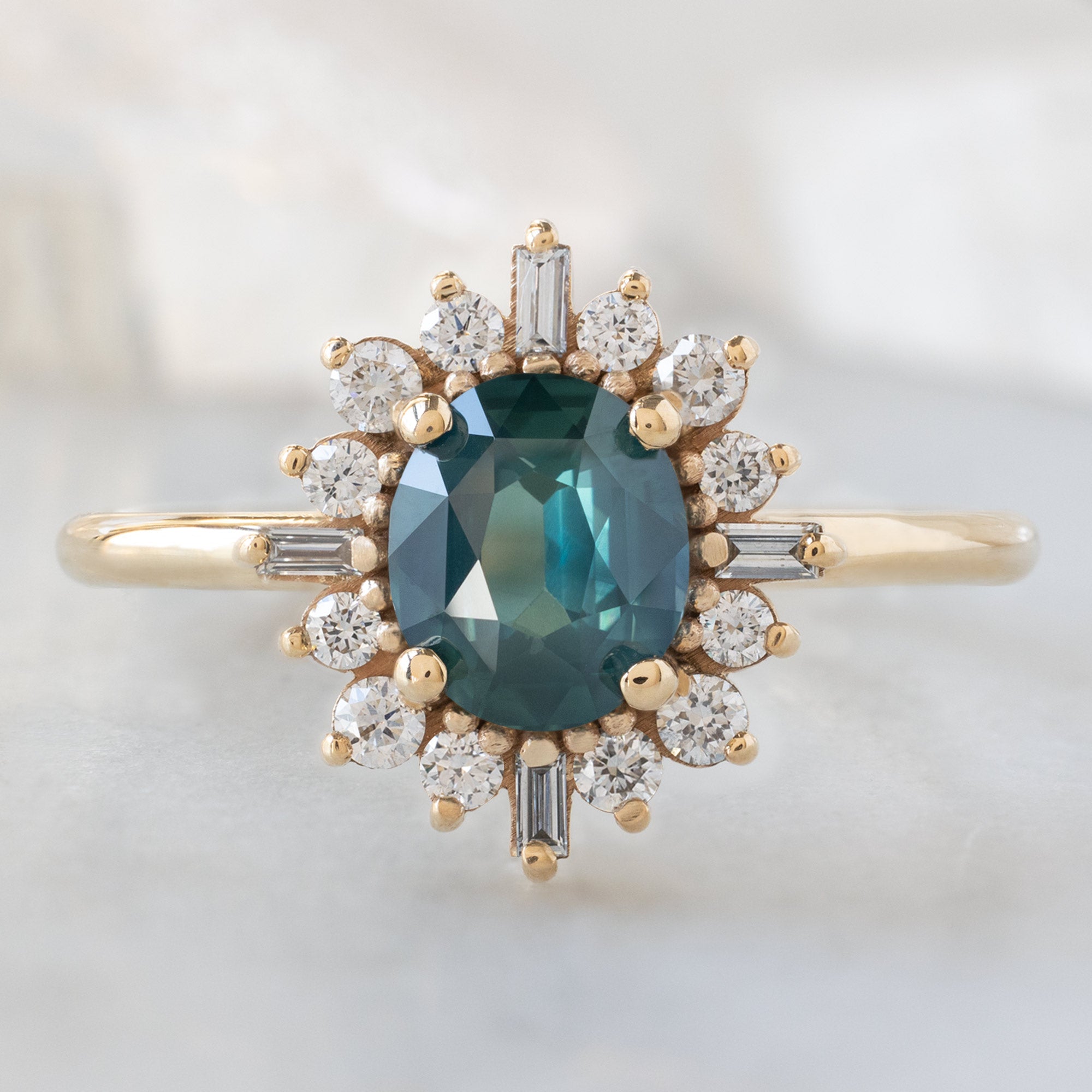 Alexis Russell  Engagement Rings The Compass Ring | 1.03ct Oval Blue Sapphire in 14K Yellow Gold