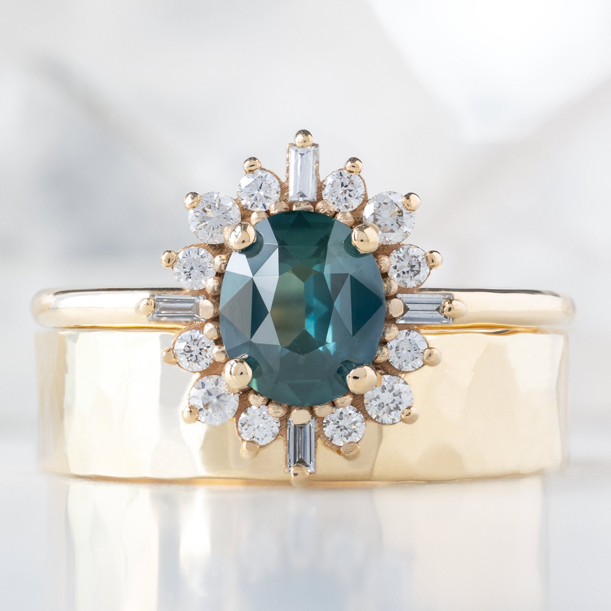Alexis Russell  Engagement Rings The Compass Ring | 1.03ct Oval Blue Sapphire in 14K Yellow Gold