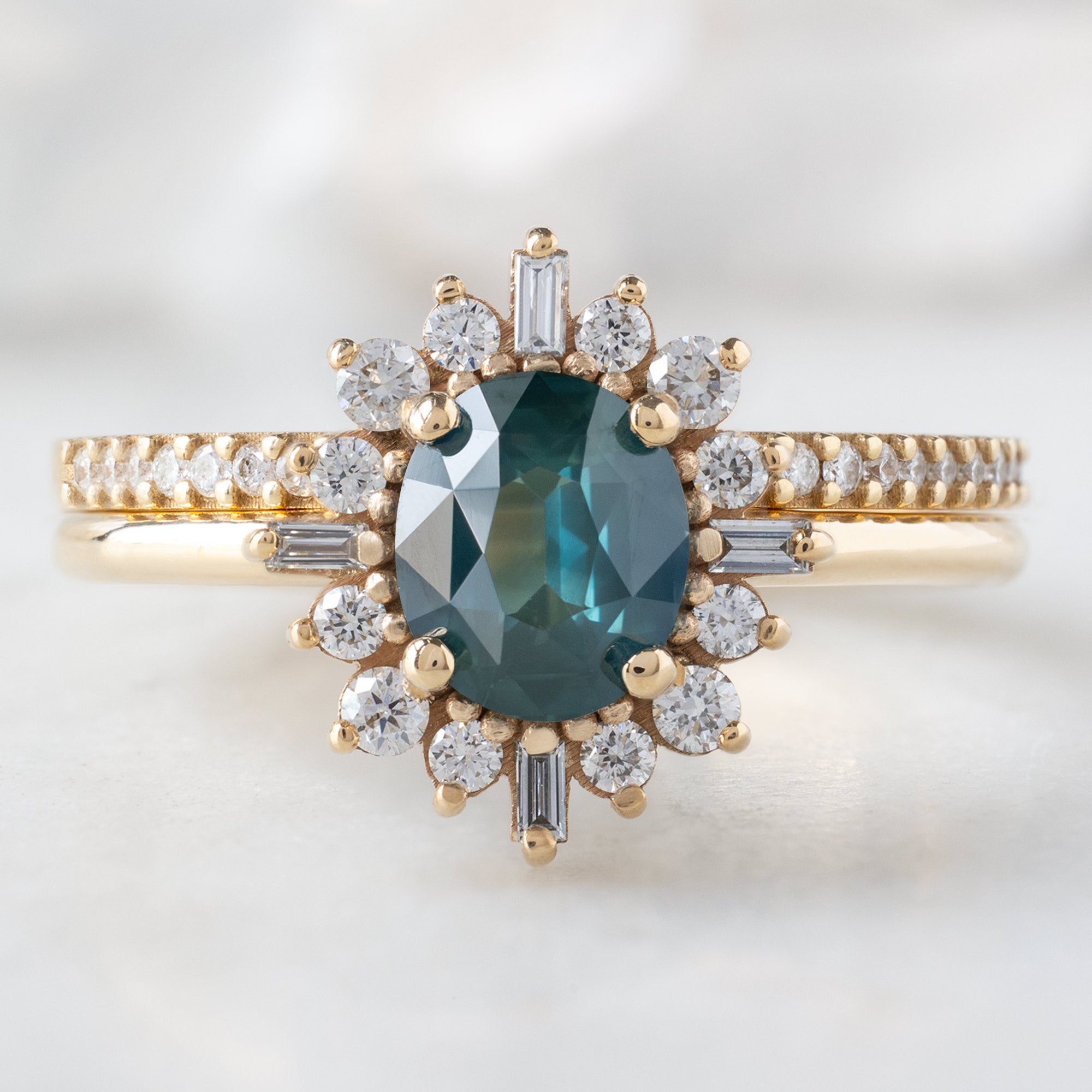 Alexis Russell  Engagement Rings The Compass Ring | 1.03ct Oval Blue Sapphire in 14K Yellow Gold