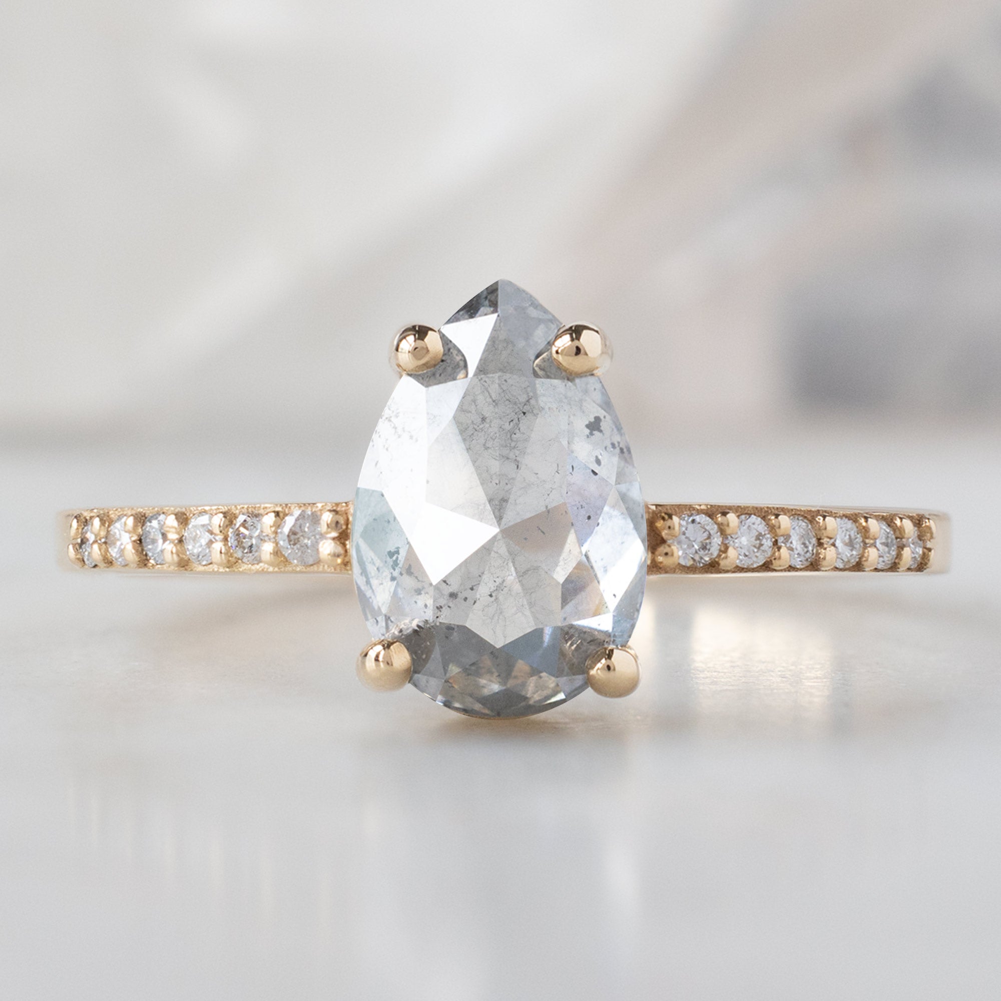 Alexis Russell  Engagement Rings The Willow Ring | 1.52ct Pear Salt and Pepper Diamond in 14K Yellow Gold