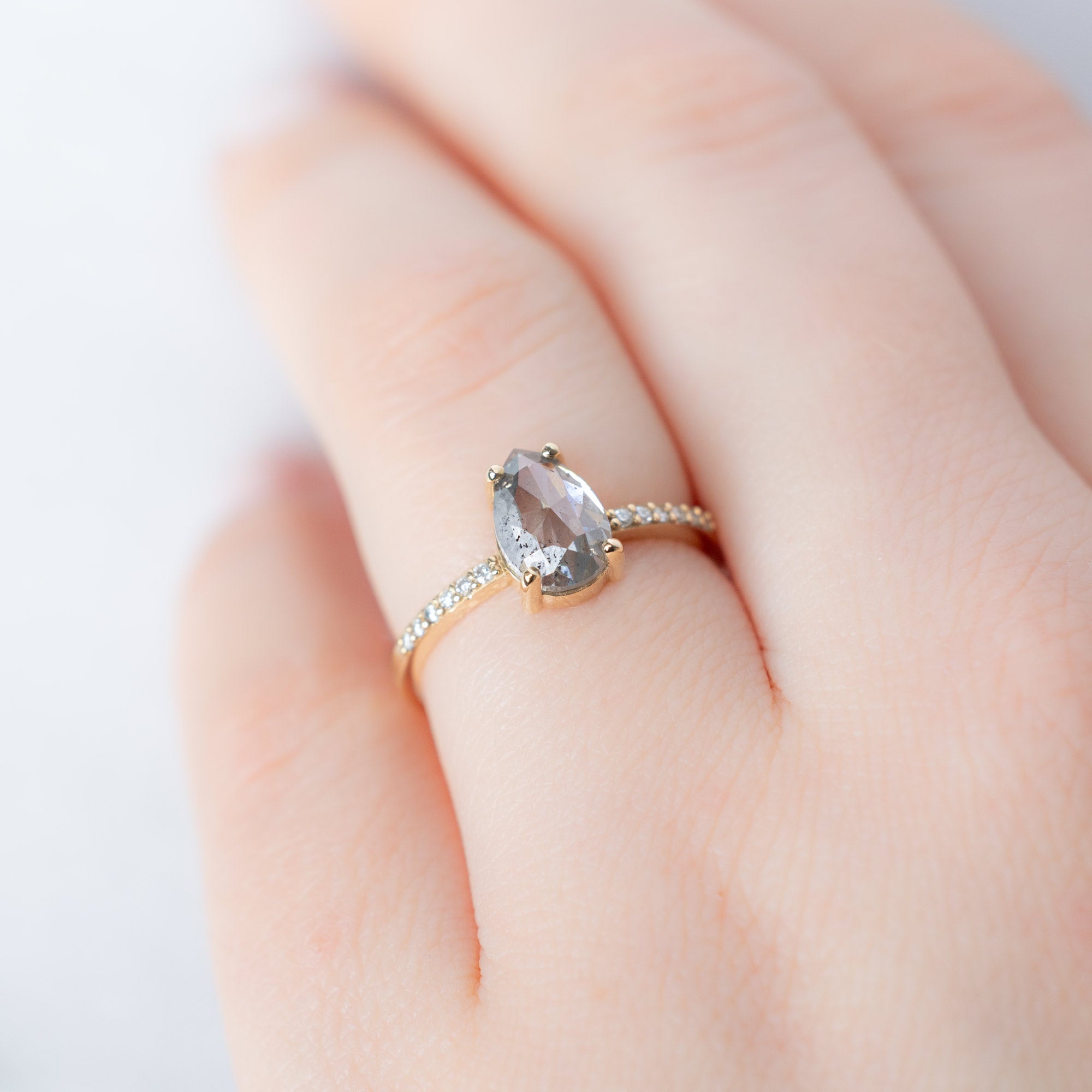 Alexis Russell  Engagement Rings The Willow Ring | 1.52ct Pear Salt and Pepper Diamond in 14K Yellow Gold