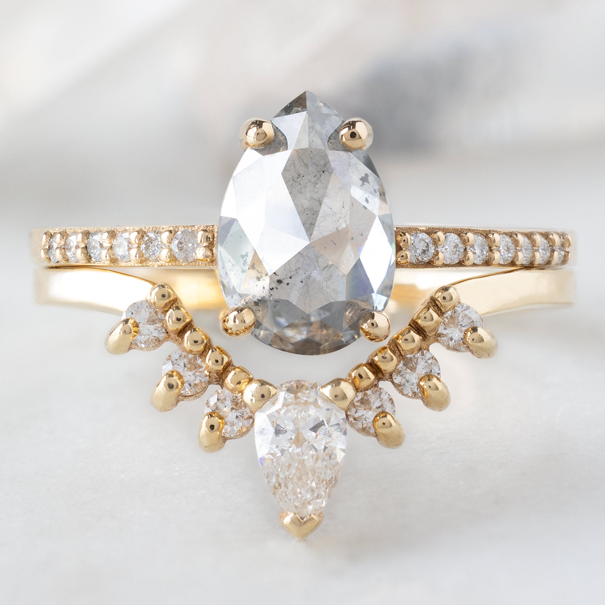 Alexis Russell  Engagement Rings The Willow Ring | 1.52ct Pear Salt and Pepper Diamond in 14K Yellow Gold
