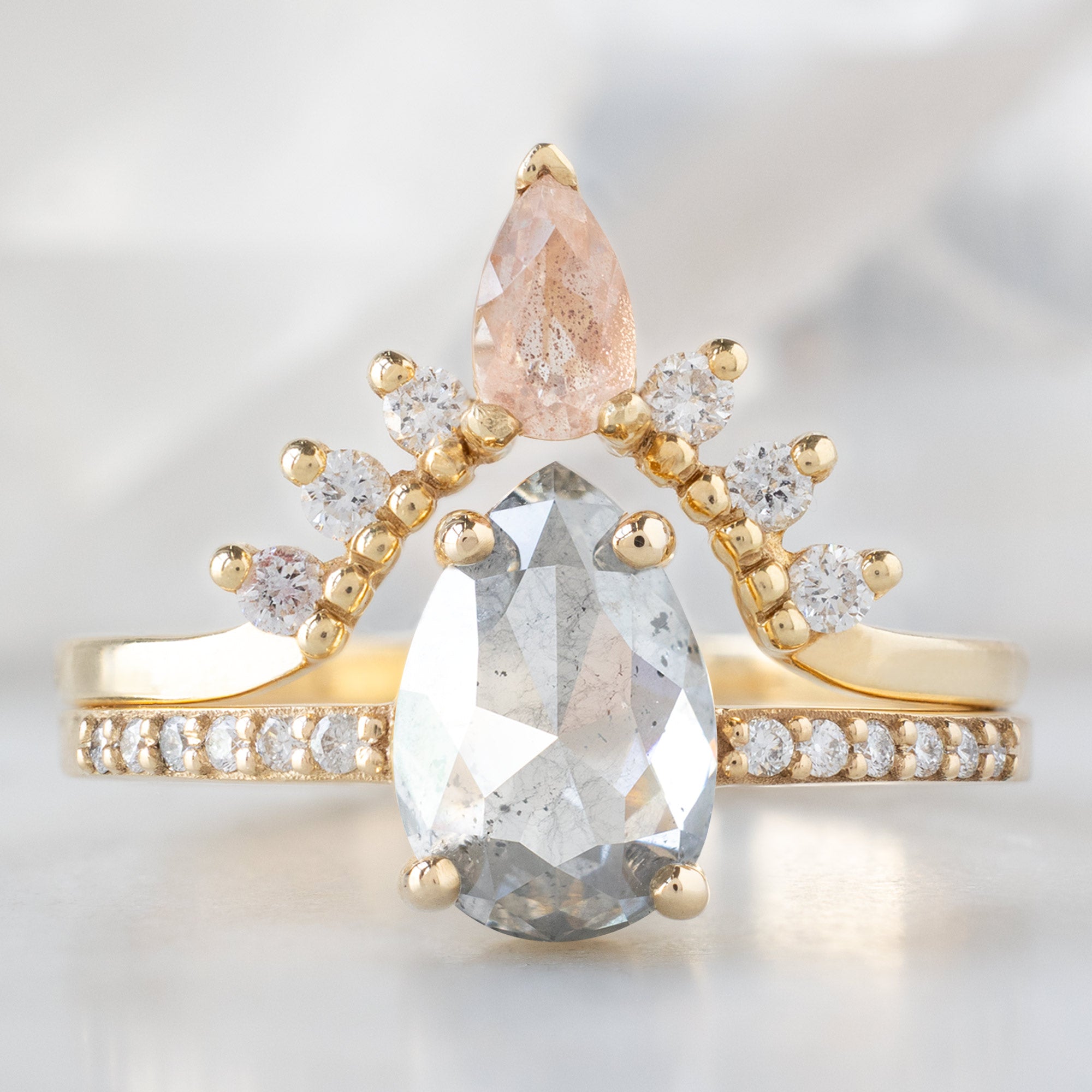 Alexis Russell  Engagement Rings The Willow Ring | 1.52ct Pear Salt and Pepper Diamond in 14K Yellow Gold