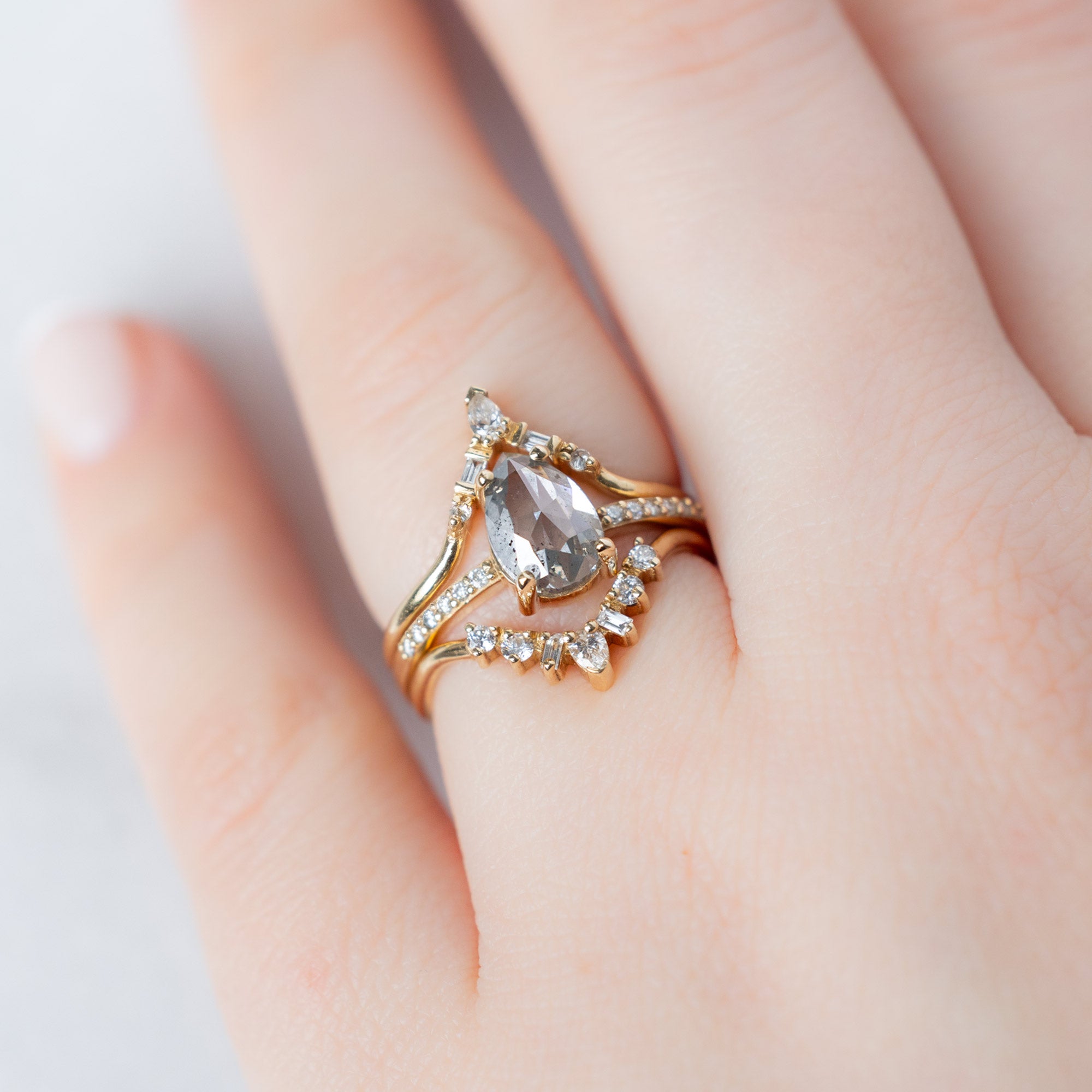 Alexis Russell  Engagement Rings The Willow Ring | 1.52ct Pear Salt and Pepper Diamond in 14K Yellow Gold