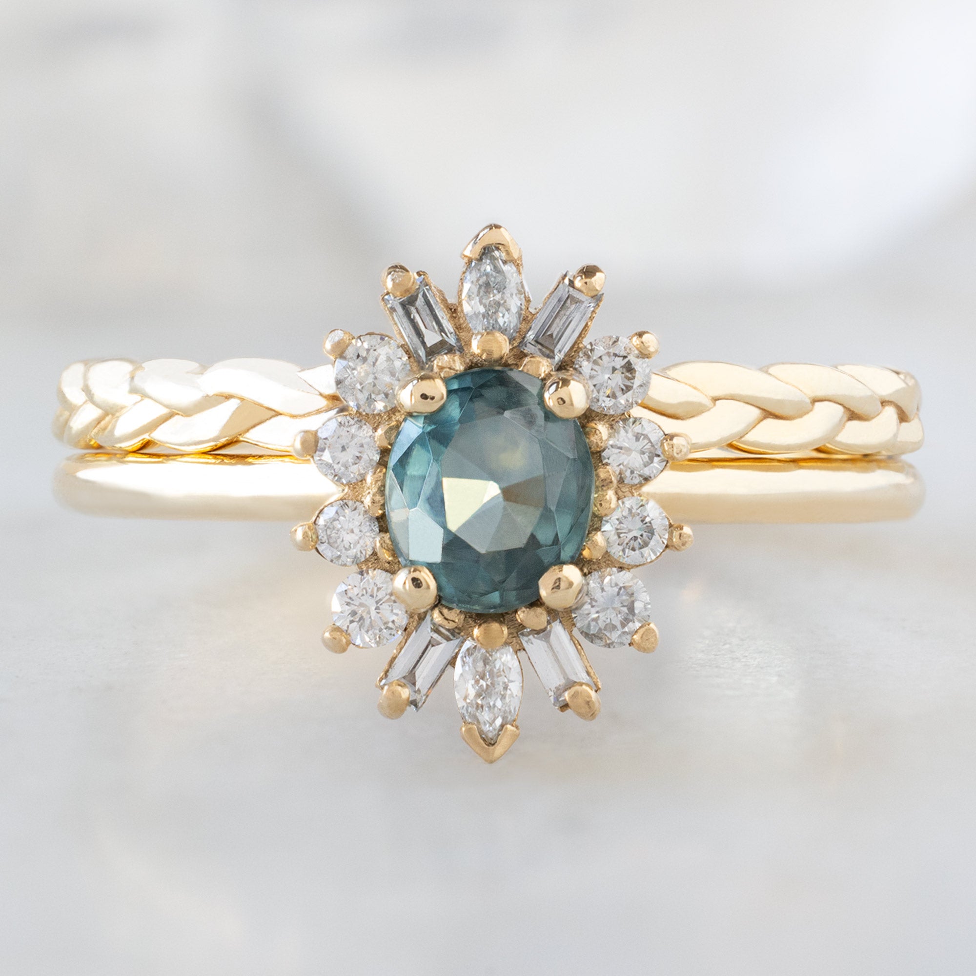 Alexis Russell  Engagement Rings The Camellia Ring | 0.81ct Oval Blue Montana Sapphire in 14K Yellow Gold