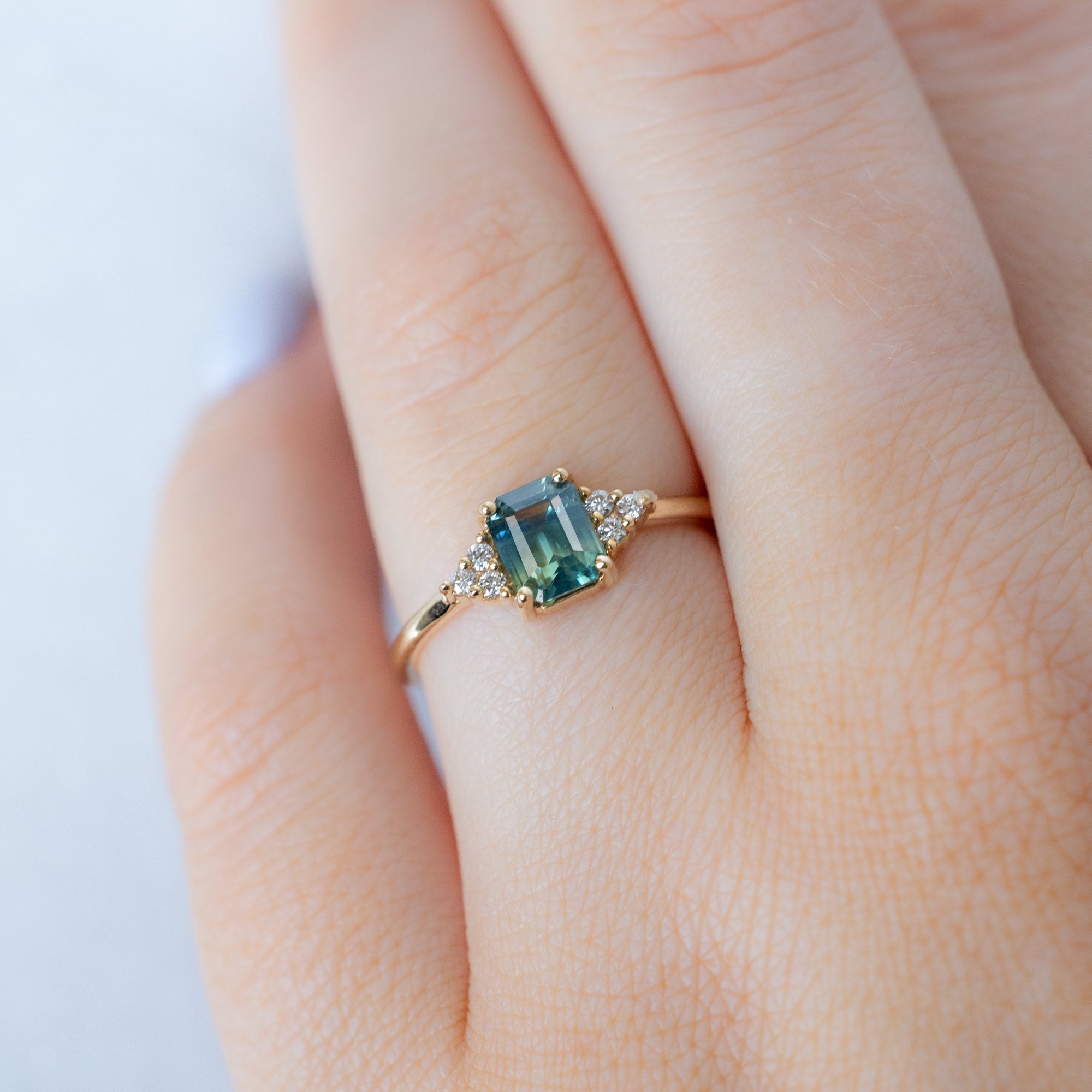 Alexis Russell  Engagement Rings The Ivy Ring | 1.06ct Emerald Cut Parti Sapphire in 14K Yellow Gold